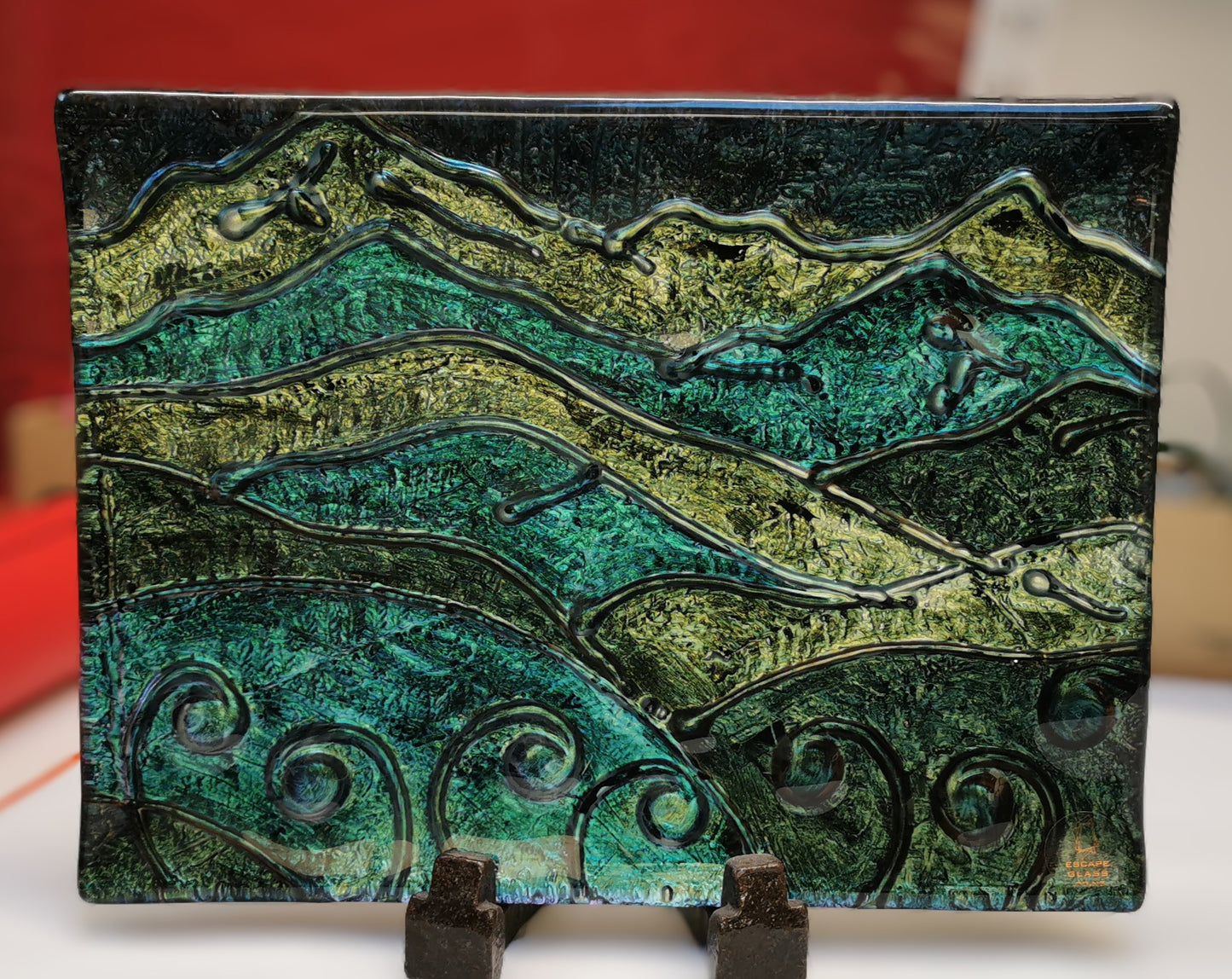 Custom glass wall art mountains