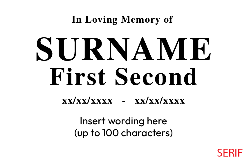 Memorial Plaque - 20cm x 30cm