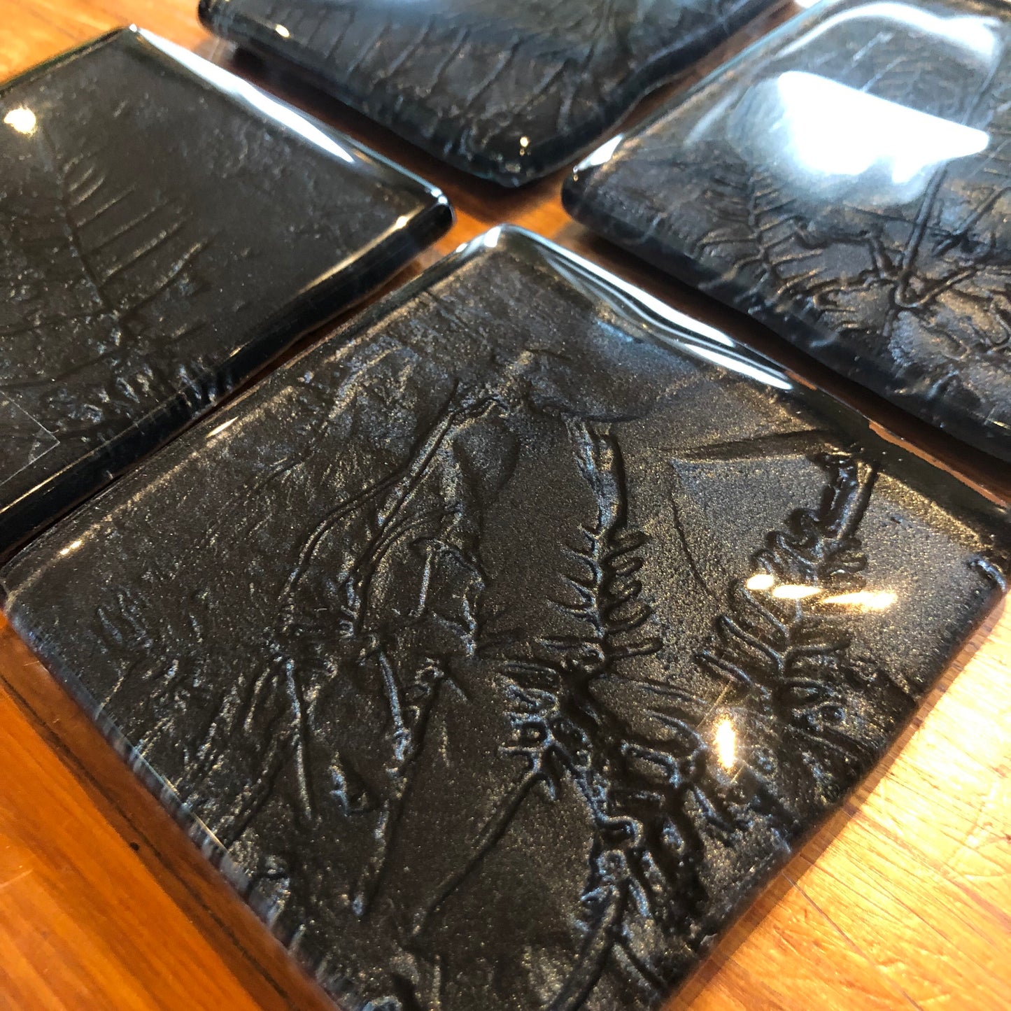 Black Fern Coasters - Set of 4 - Escape Glass
