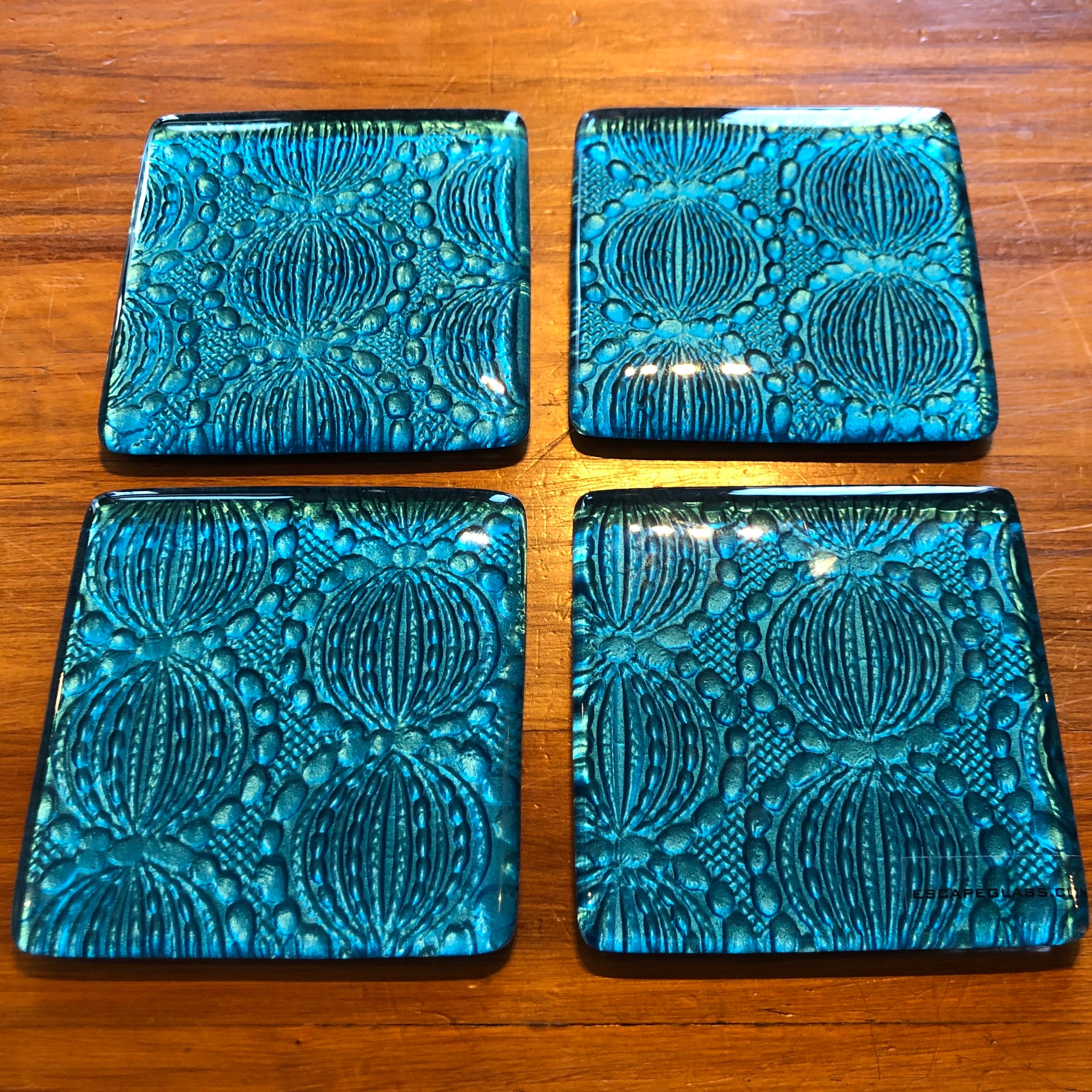 Turquoise Bubble Coasters - Set of 4