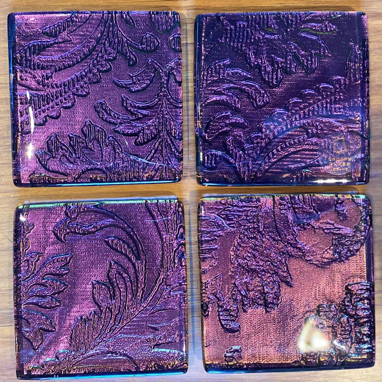 Set of four glass coasters