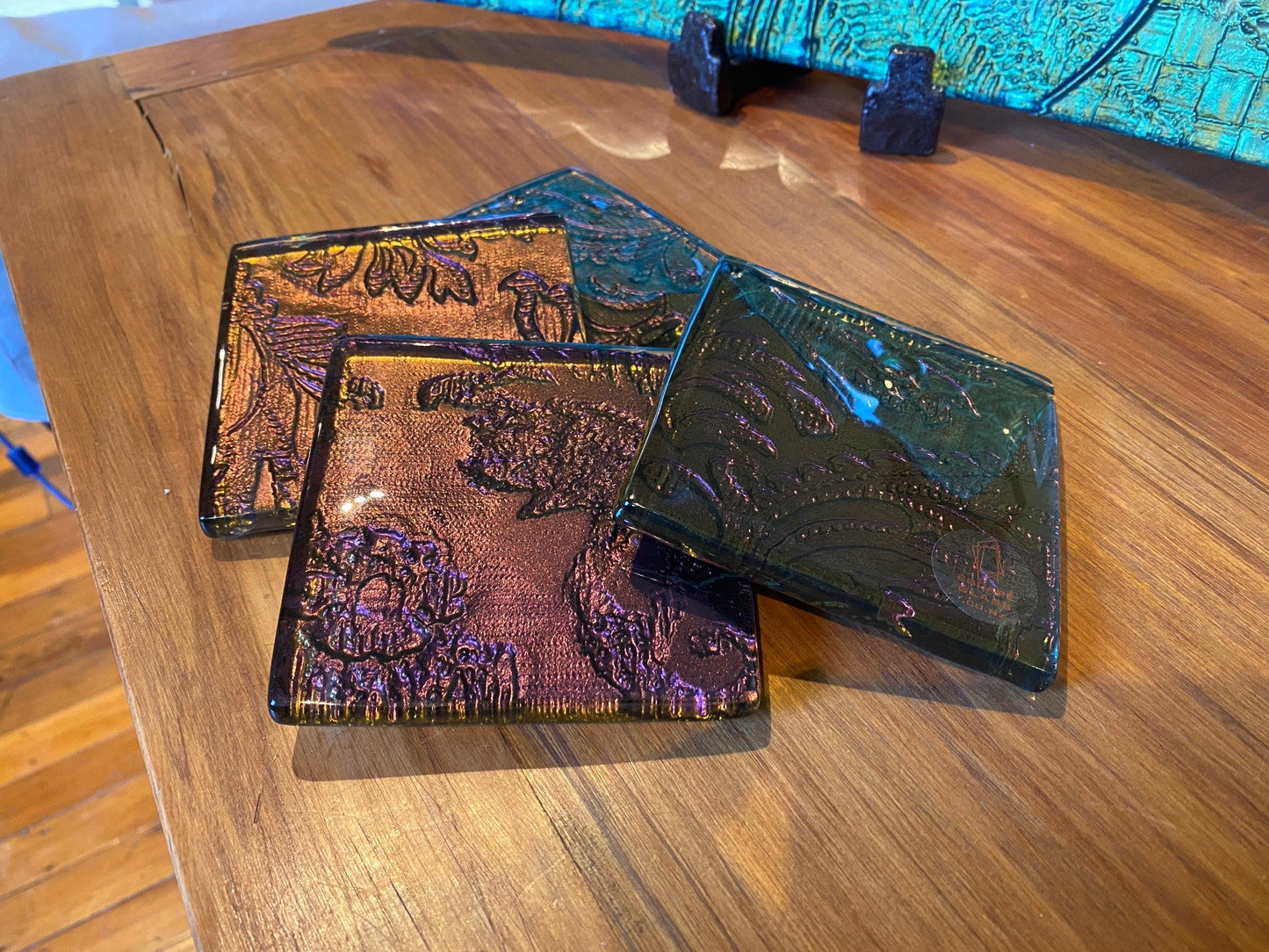 Set of four glass coasters