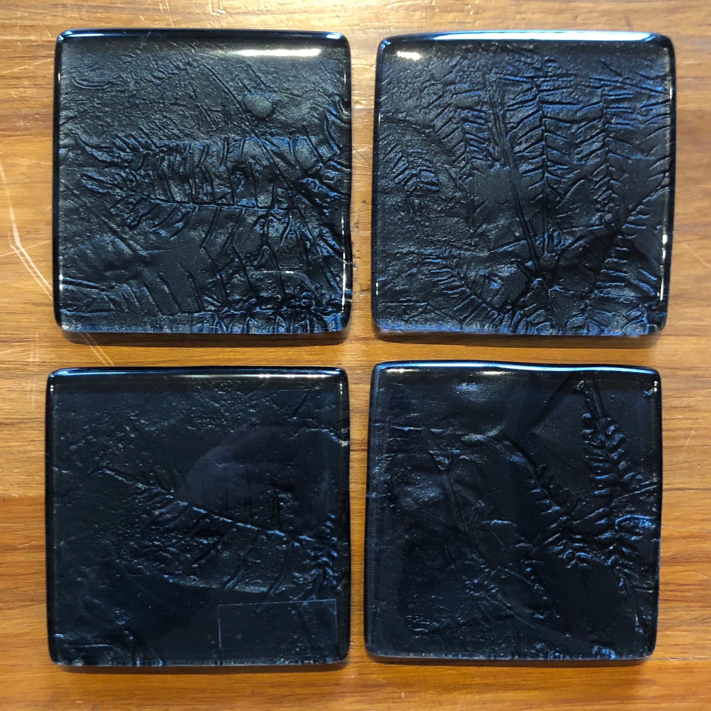 Black Fern Coasters - Set of 4 - Escape Glass