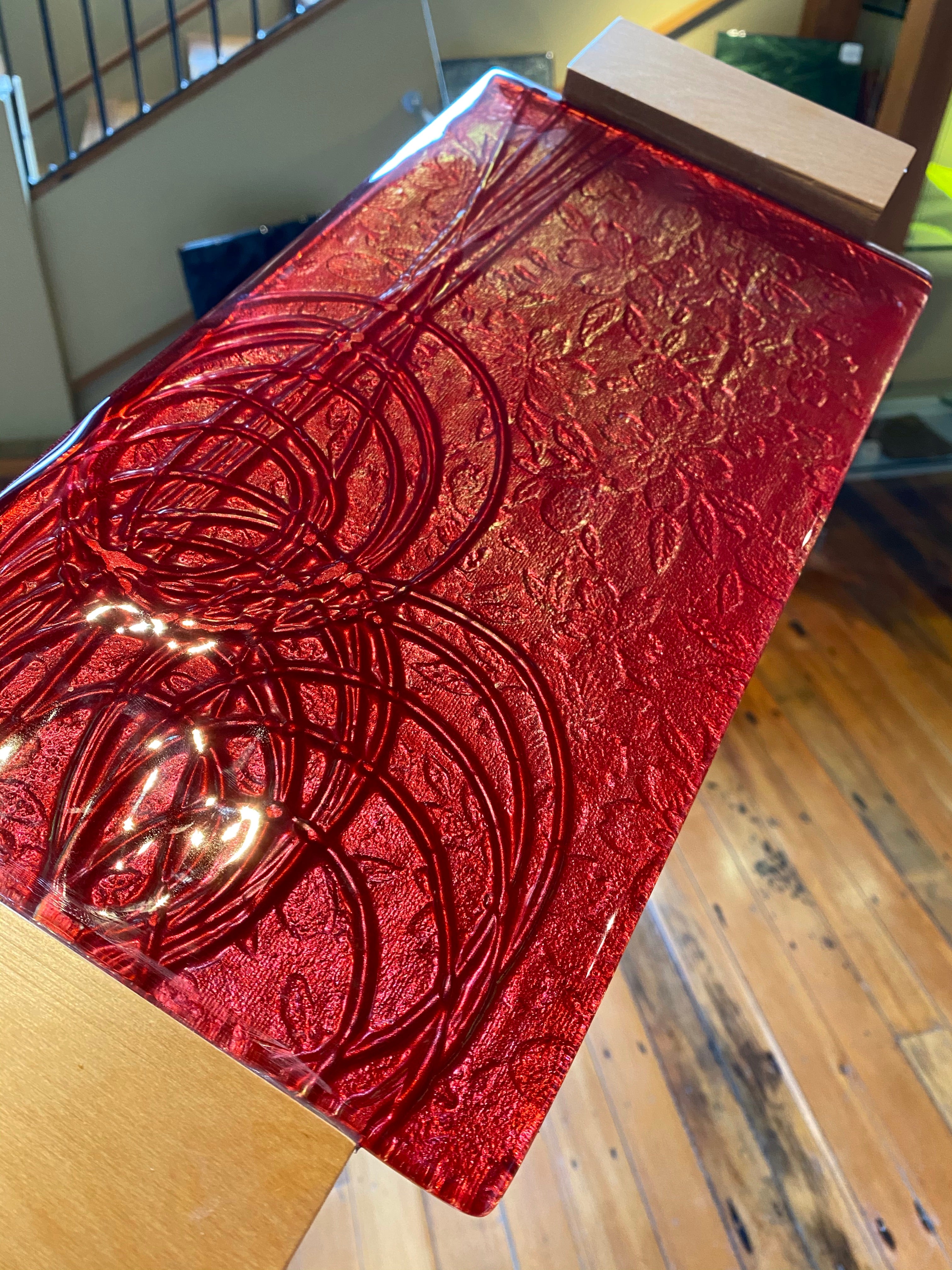 Wooden Handle Tray - Red Reality