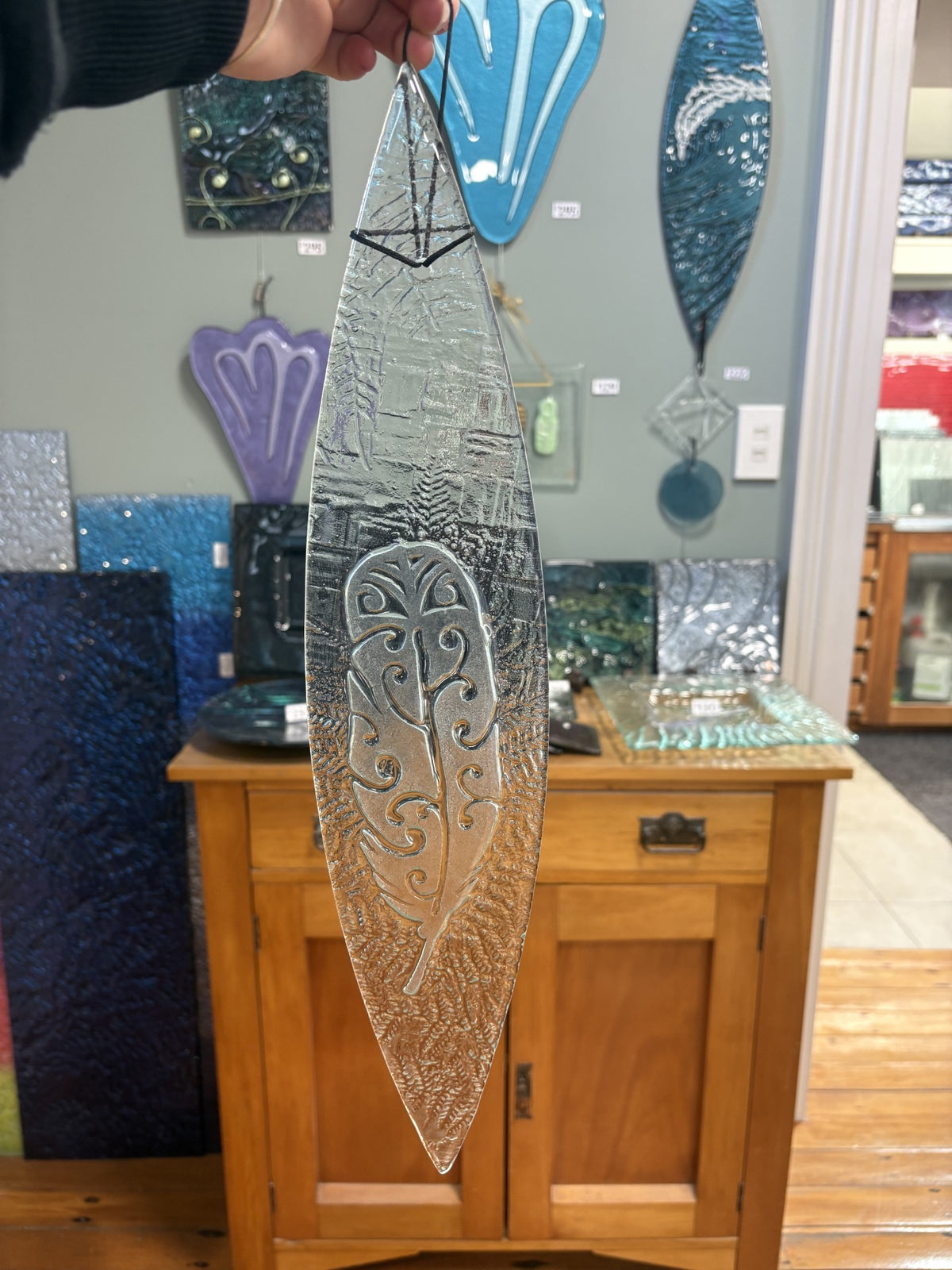 Garage Sale - Medium Waka Clear Huia Feather