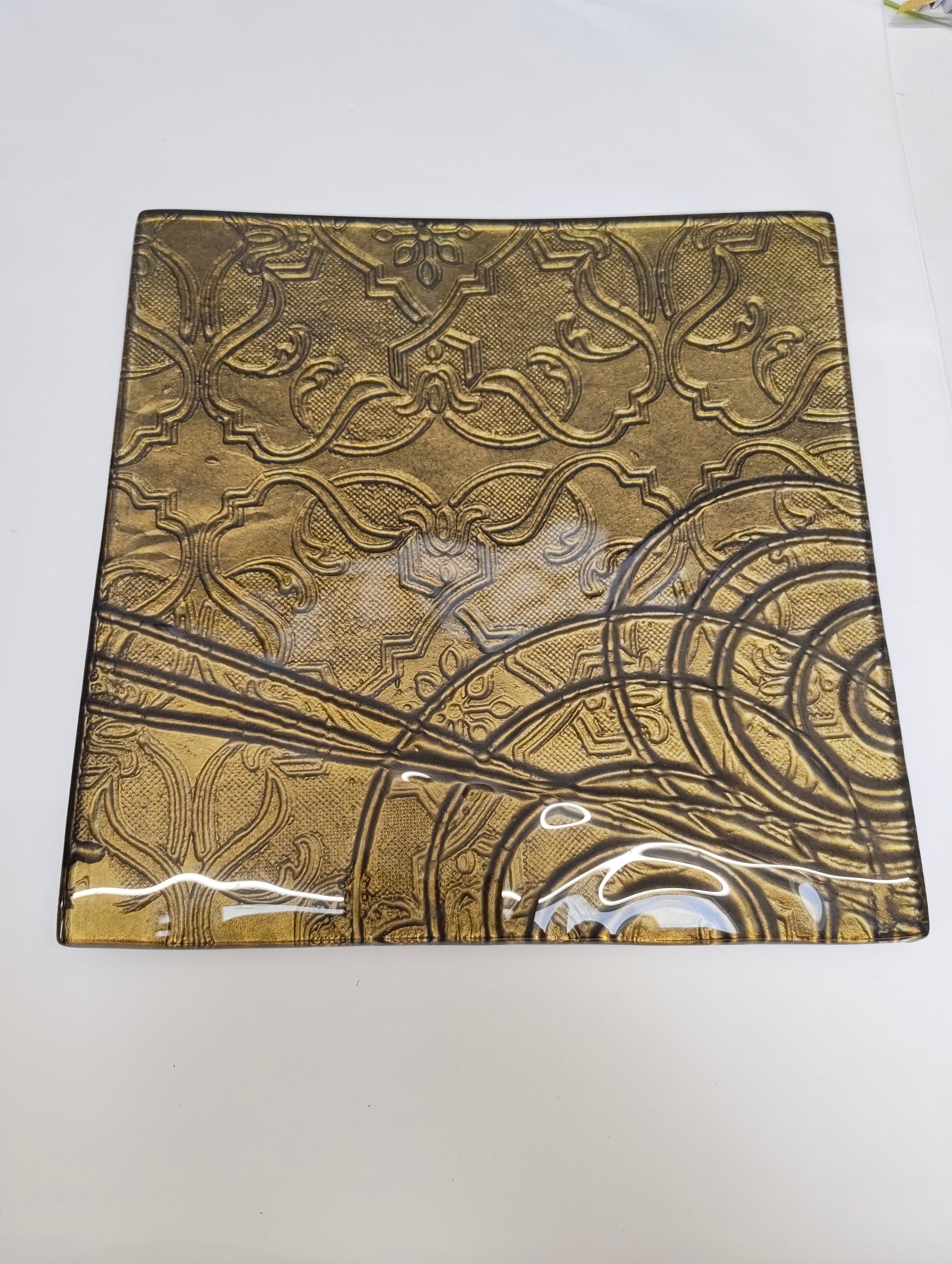 25cm Square Platter - Anaglypta Swirl