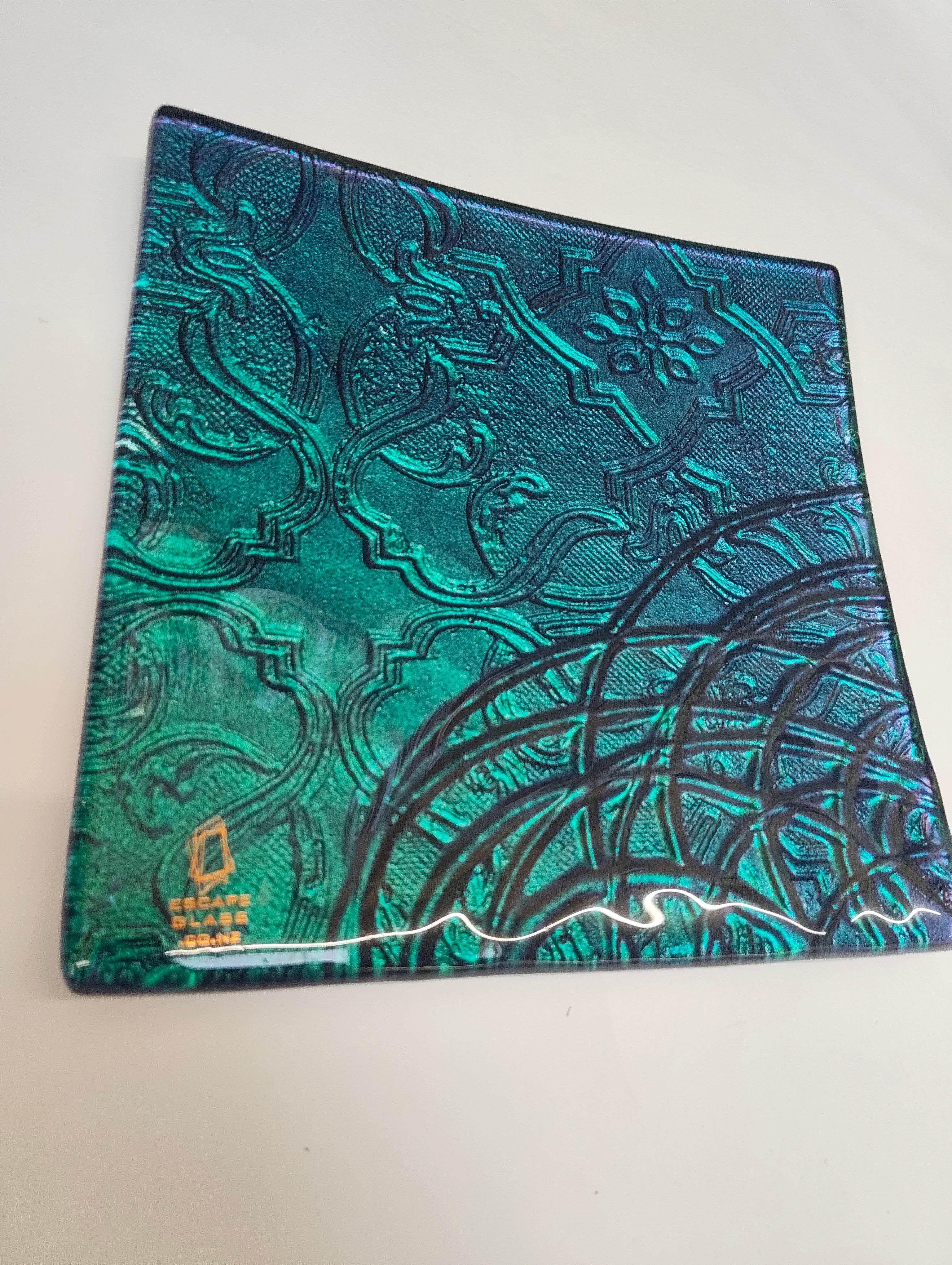 20cm Square Platter - Anaglypta Swirl