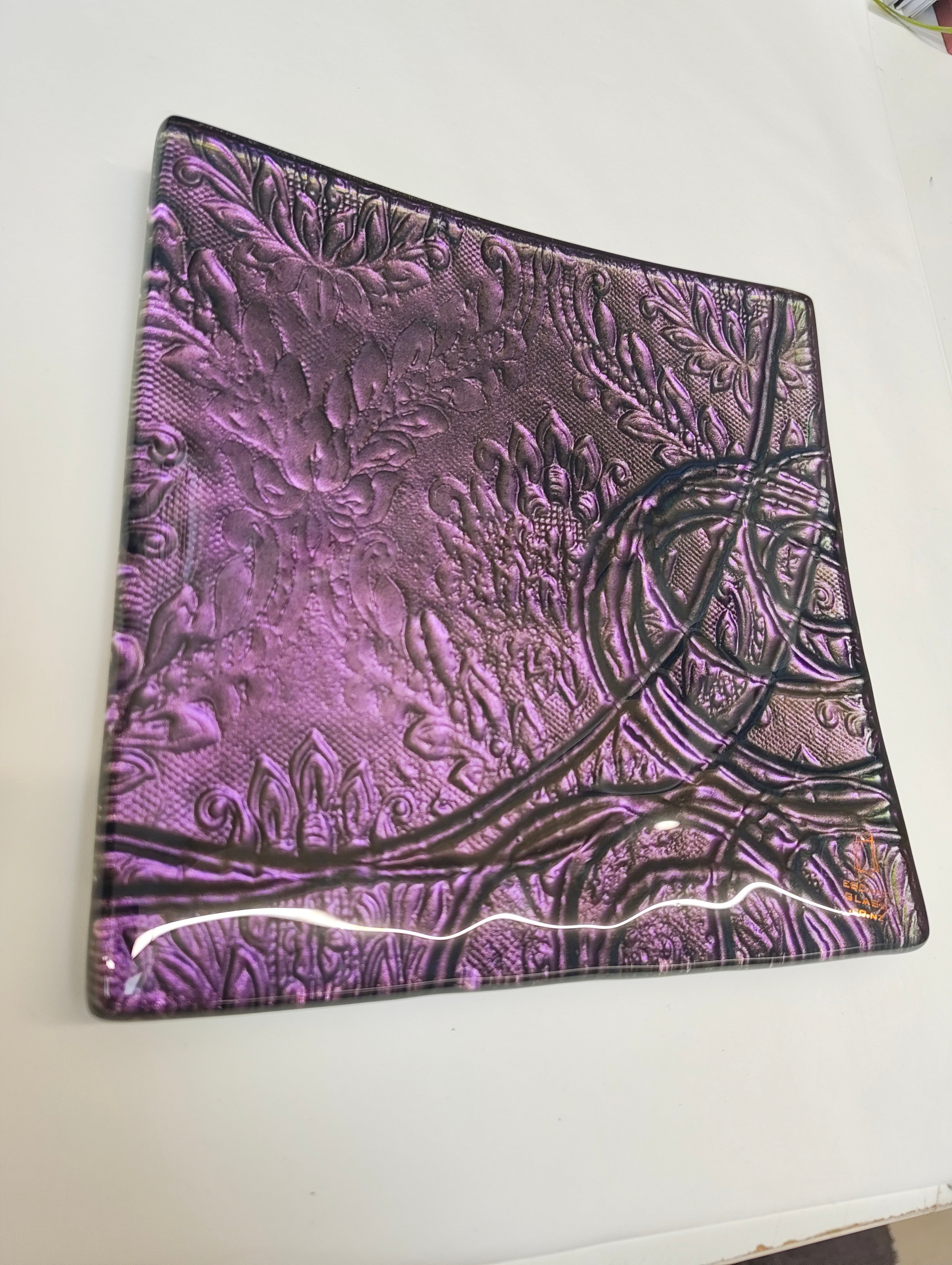 25cm Square Platter - Anaglypta Swirl