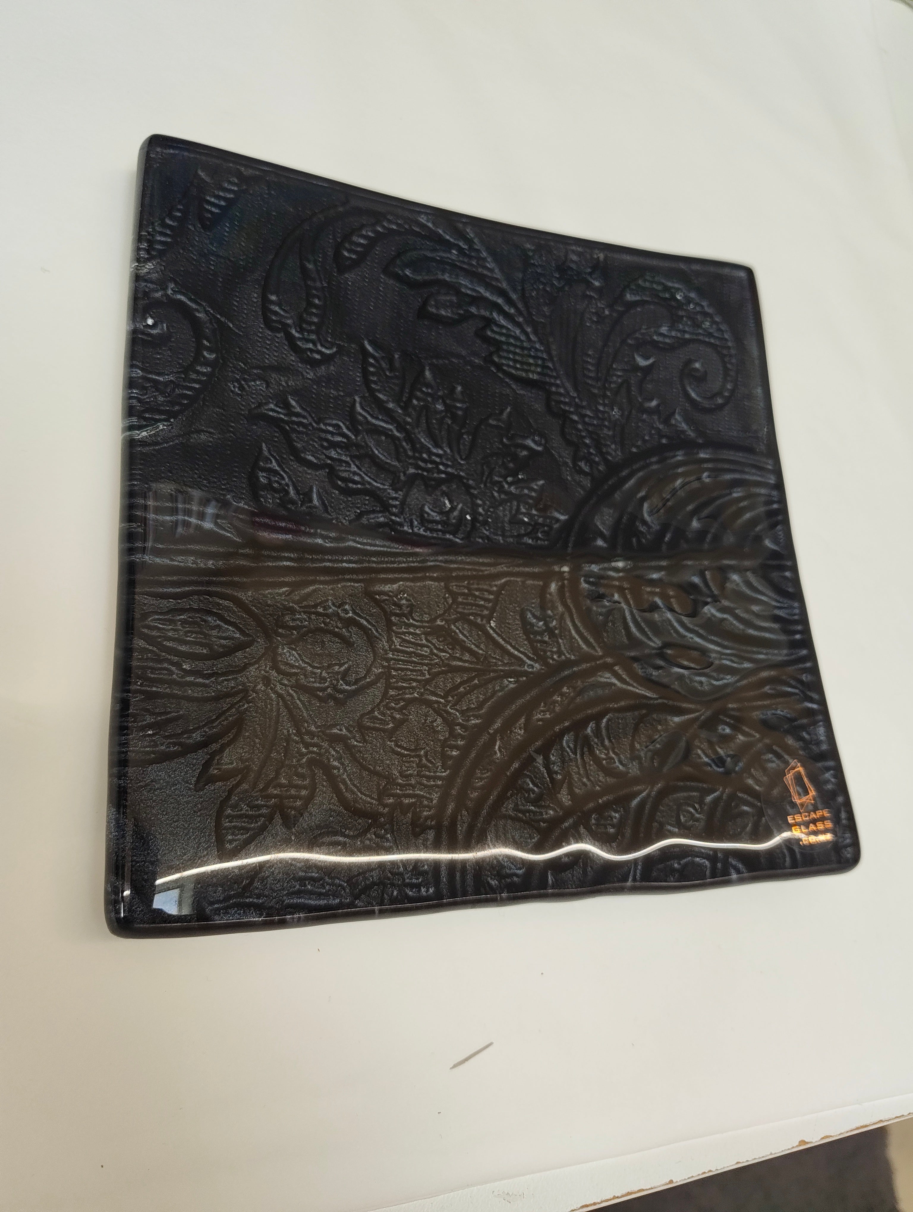 25cm Square Platter - Anaglypta Swirl