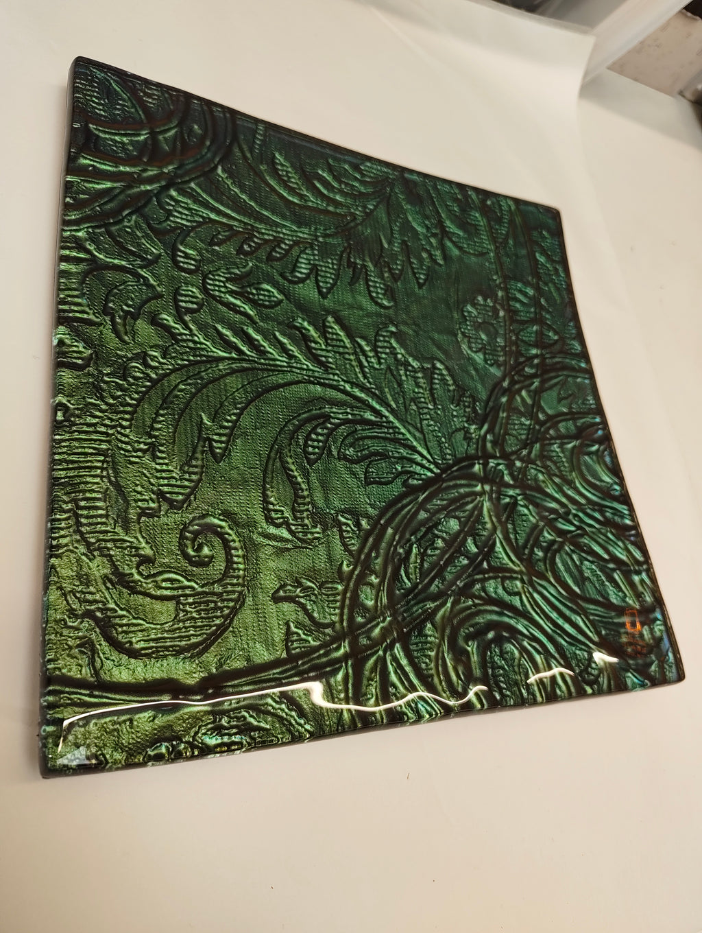 25cm Square Platter - Anaglypta Swirl