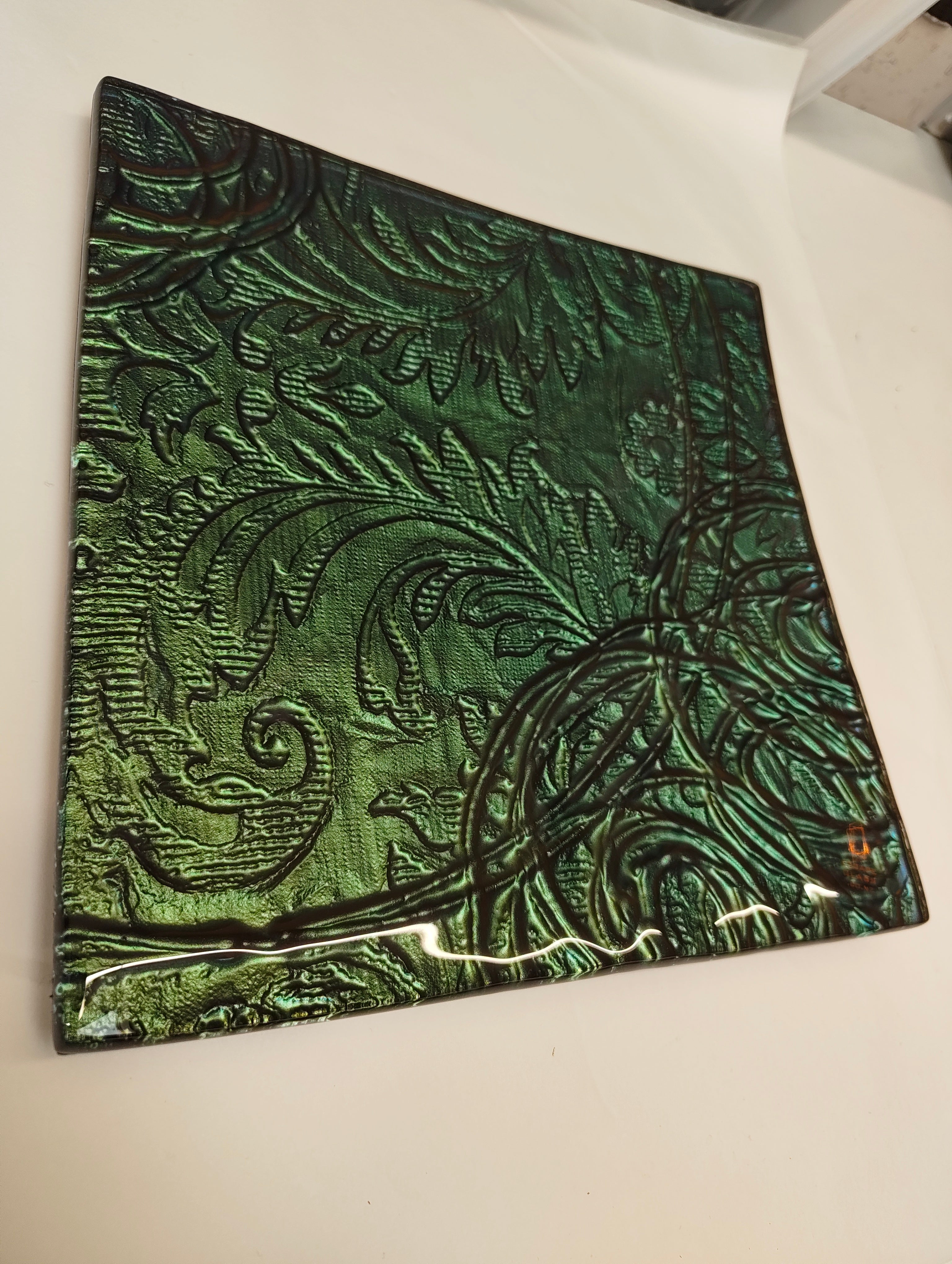 25cm Square Platter - Anaglypta Swirl