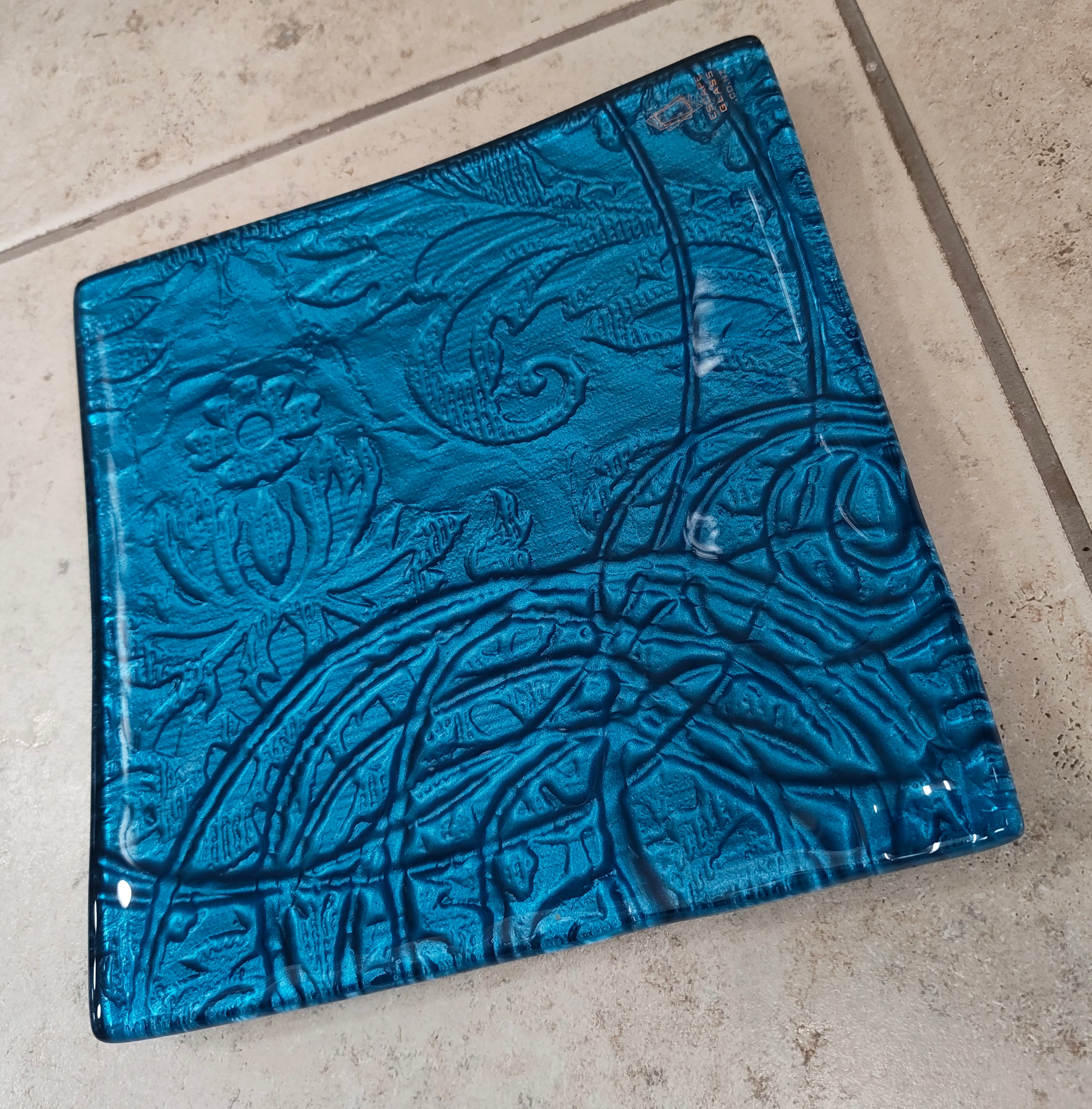25cm Square Platter - Anaglypta Swirl