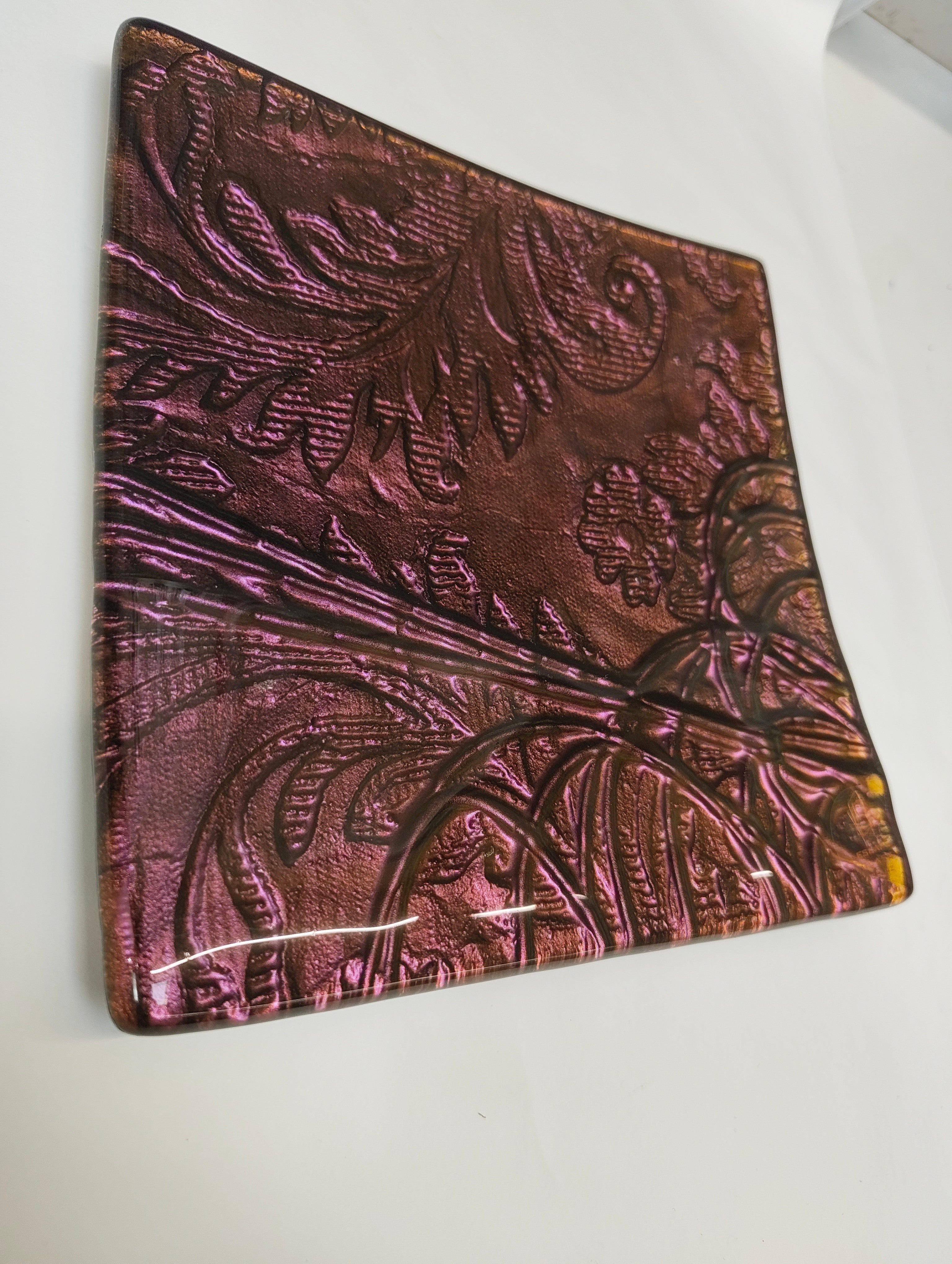 25cm Square Platter - Anaglypta Swirl