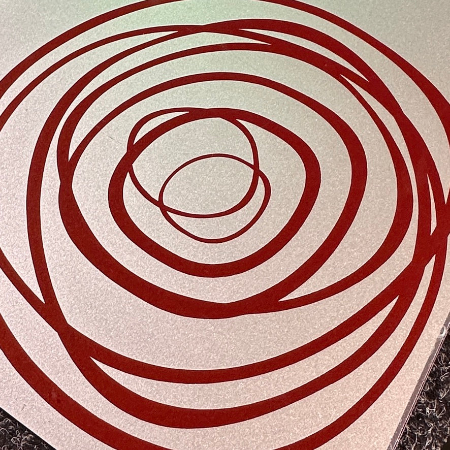 Silver Hot plate with red swirl - Sale