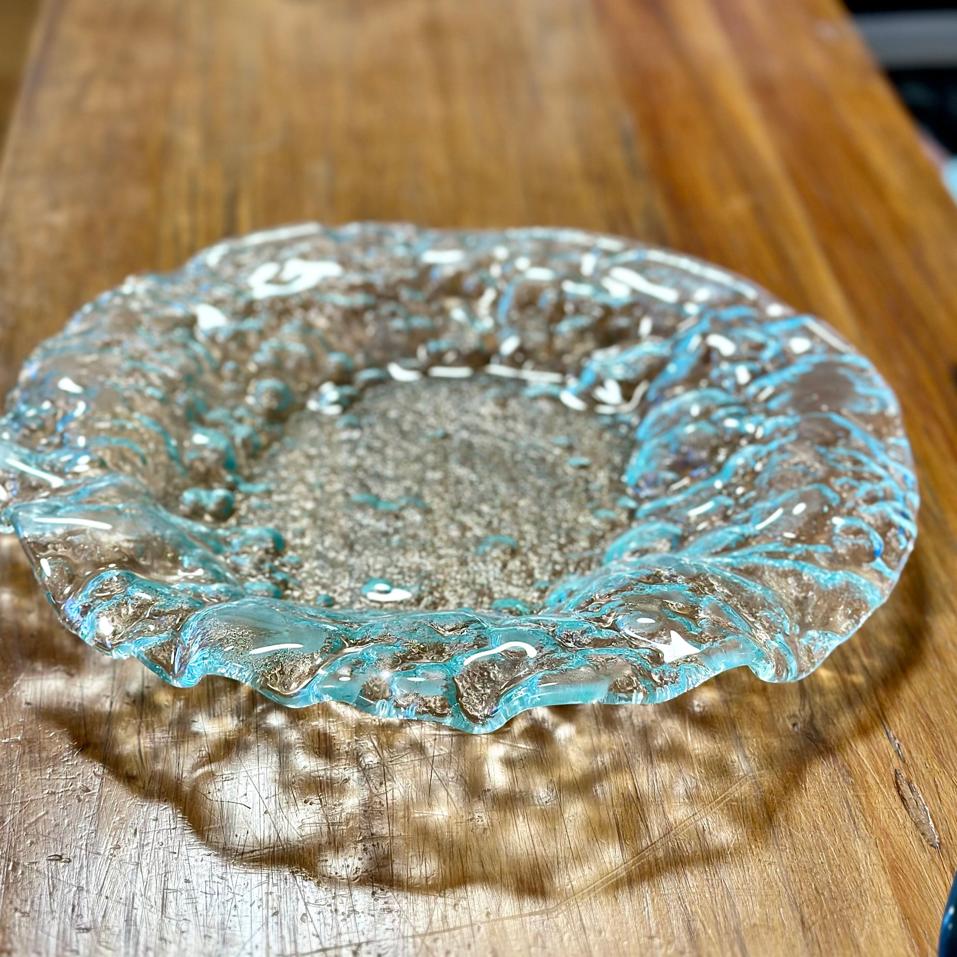 Clear Adrift handmade glass crackle bowl