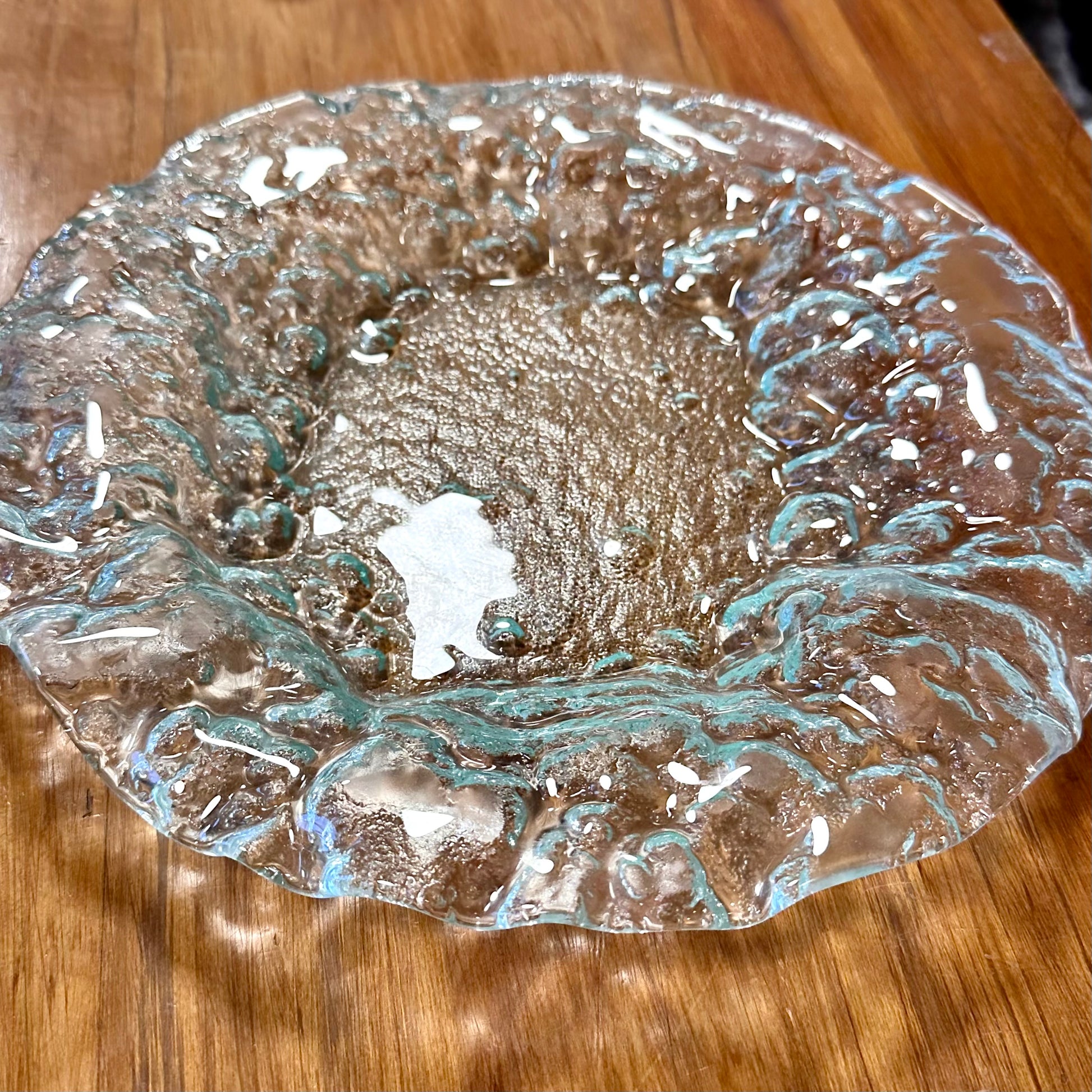 Clear Adrift handmade glass crackle bowl