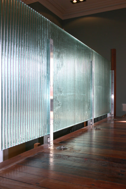 baby corrugate - reeded glass panel - balustrade