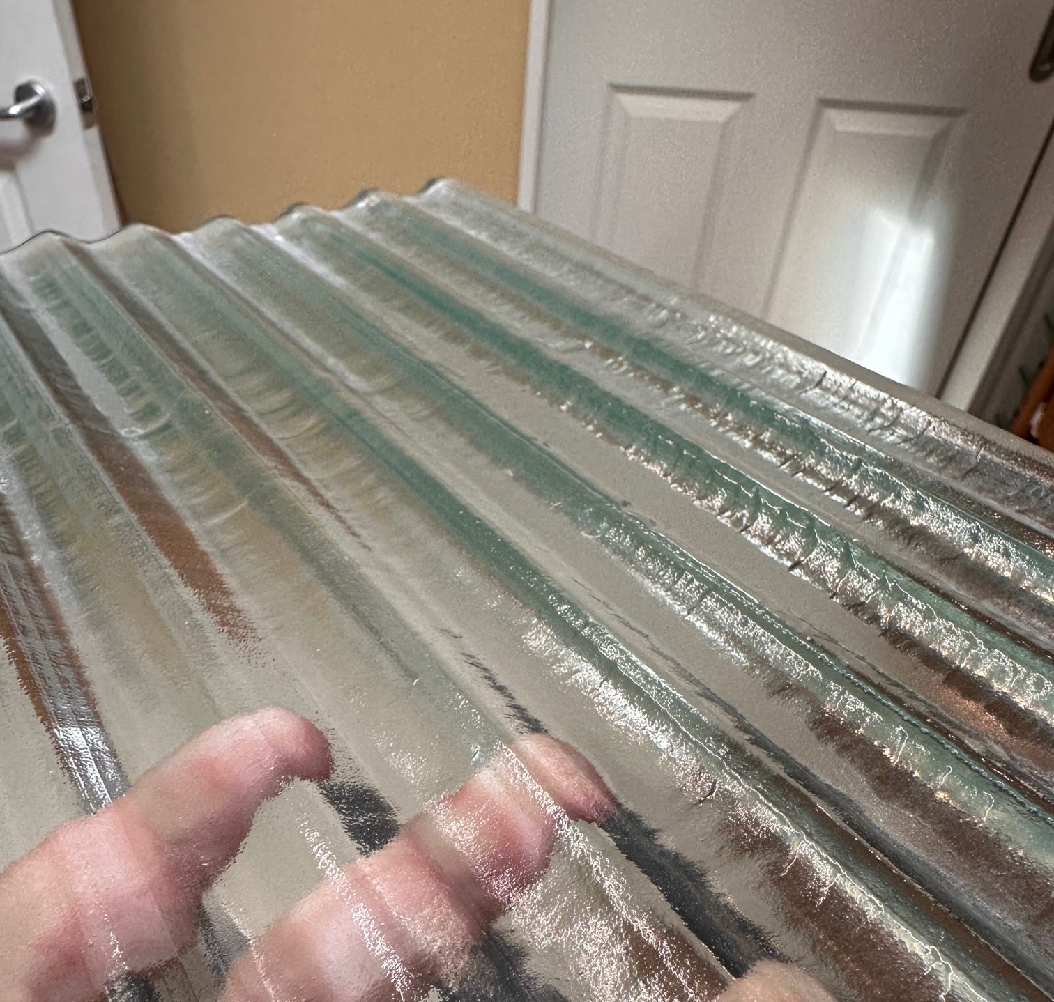Corrugated reeded fluted glass