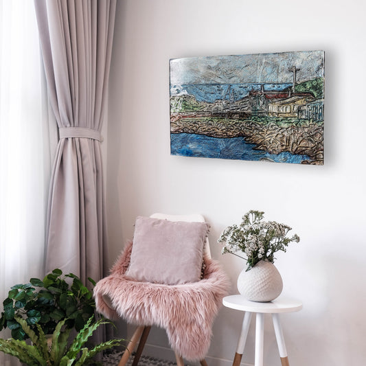 Cosy nook, Southland, New Zealand | hand painted artwork on glass
