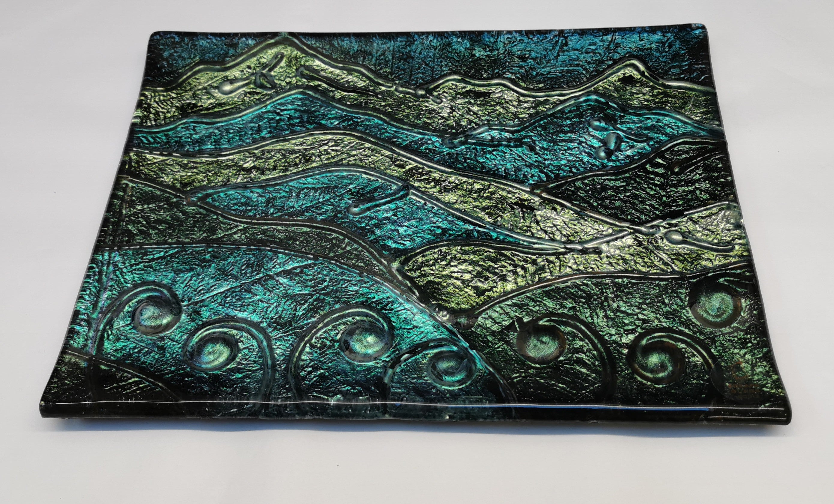 Custom glass wall art mountains