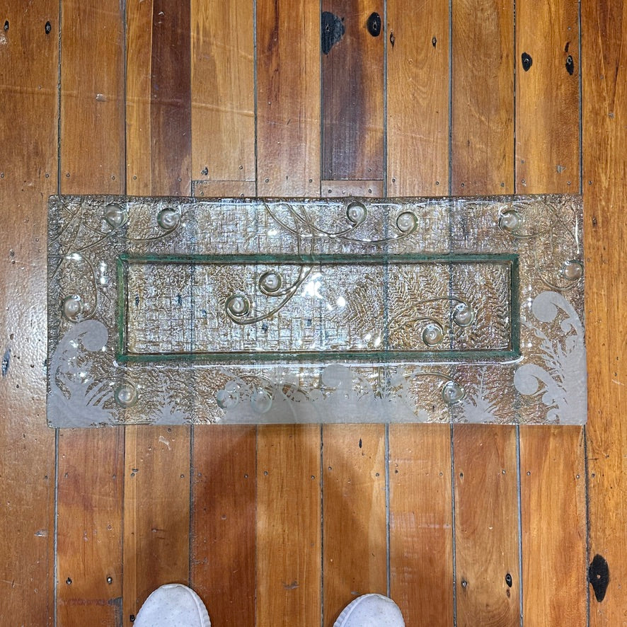 Large Clear Dished Platter - Hand Engraving