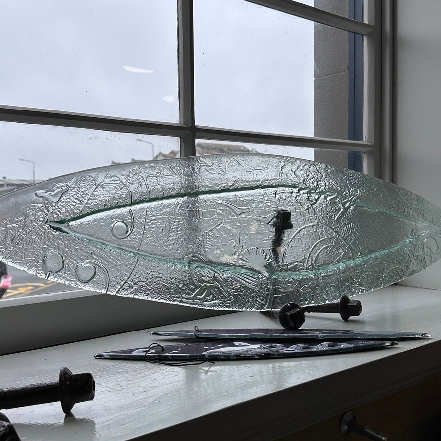 Large Dished Glass waka platter