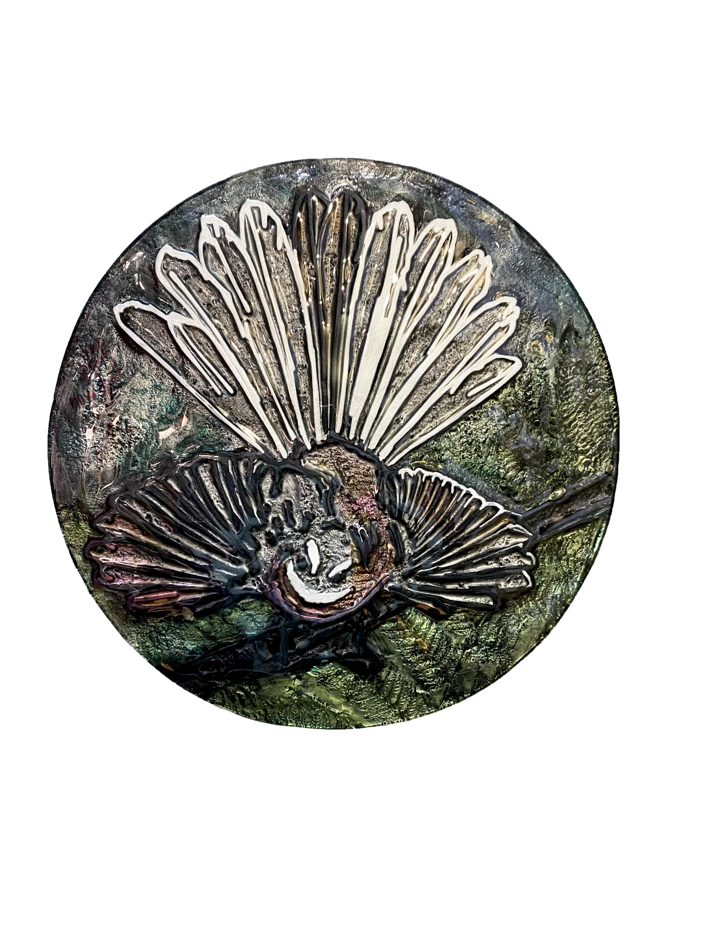 Fantail hand painted disc circular wall art