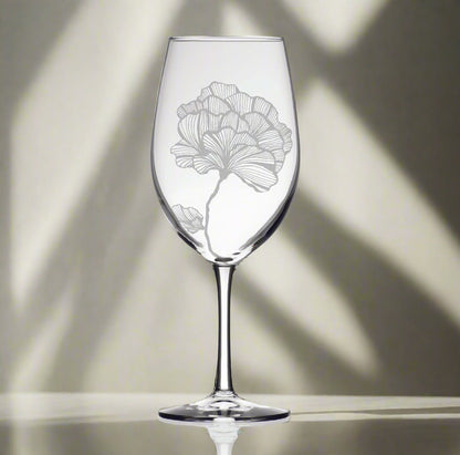 Floral Engraved Etched Wine Glass - Giant NZ