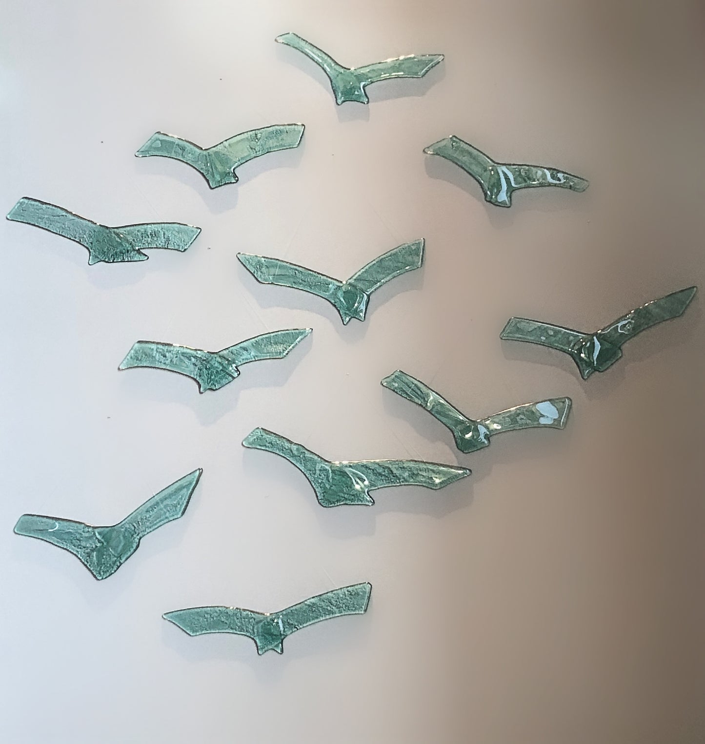 Glass sea birds - green