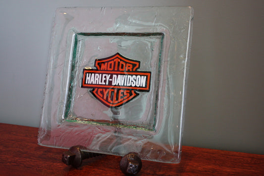 Harley Davidson coloured Glass Art platter