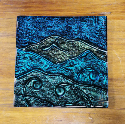 Handpainted Landscape with Koru - Small Square 20cm