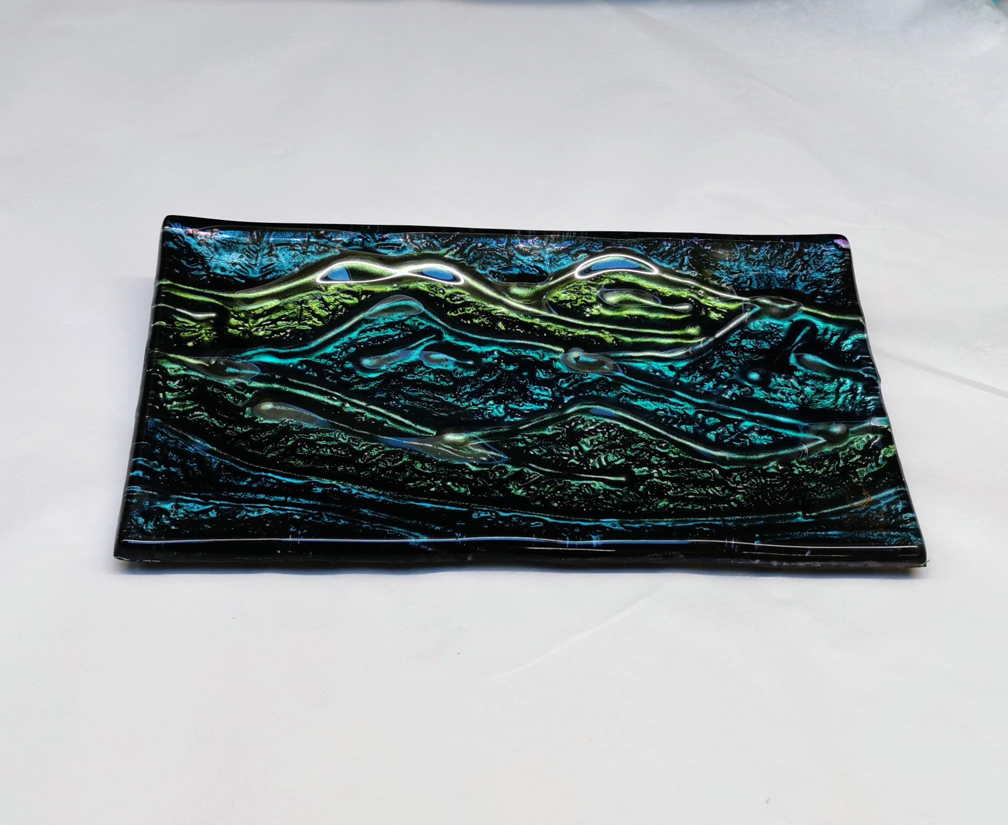 handpainted glass landscape platter 