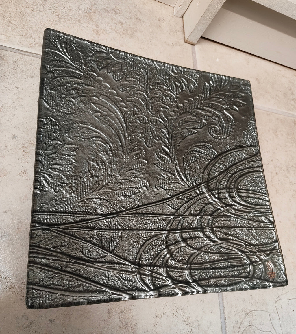 25cm Square Platter - Anaglypta Swirl