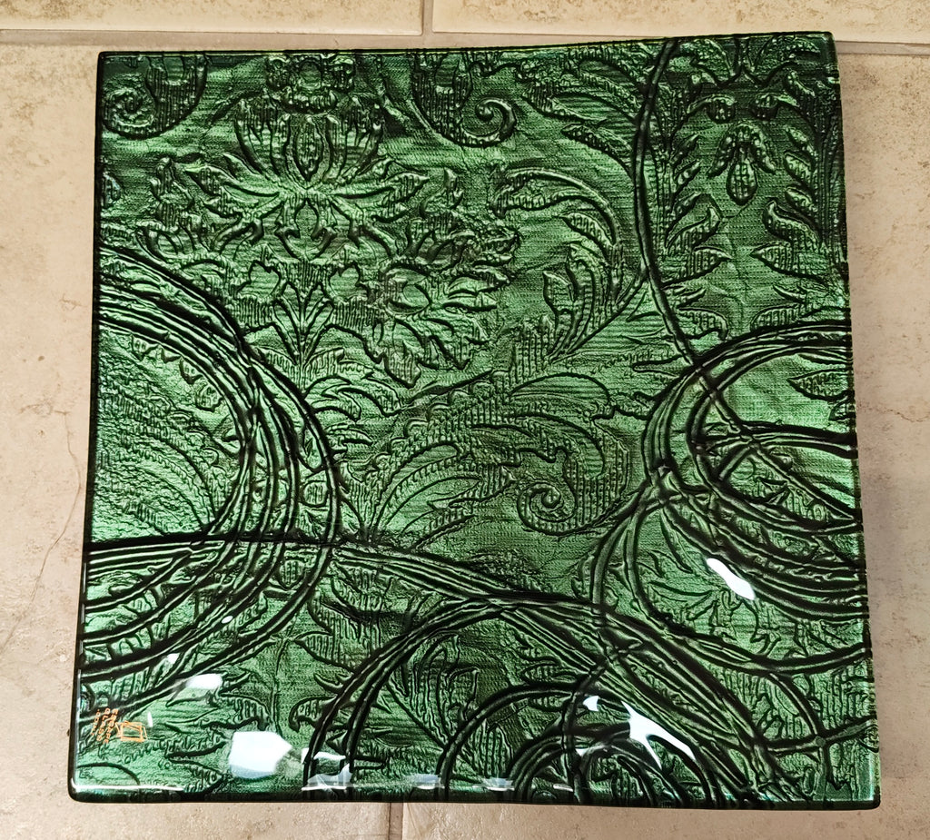 25cm Square Platter - Anaglypta Swirl