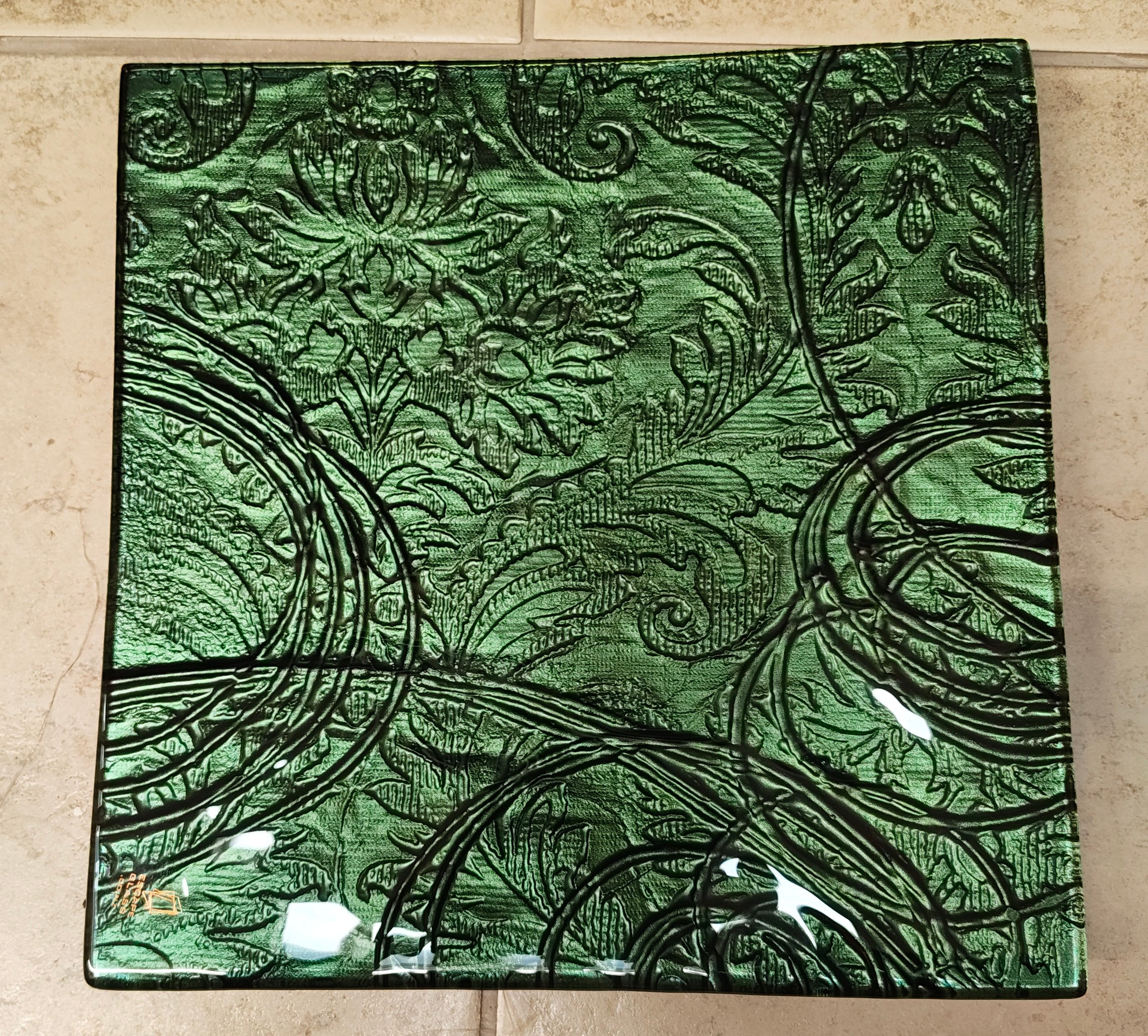 25cm Square Platter - Anaglypta Swirl