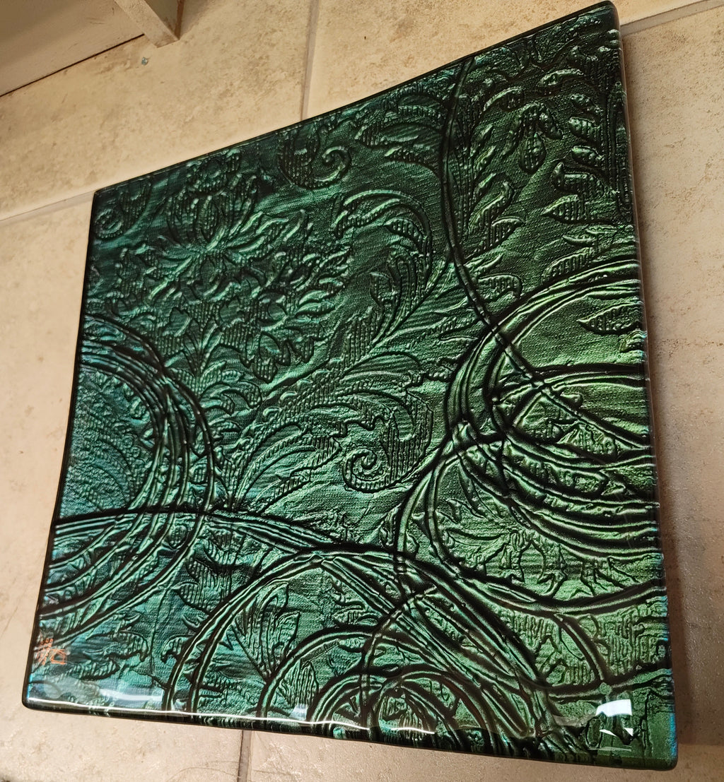 25cm Square Platter - Anaglypta Swirl