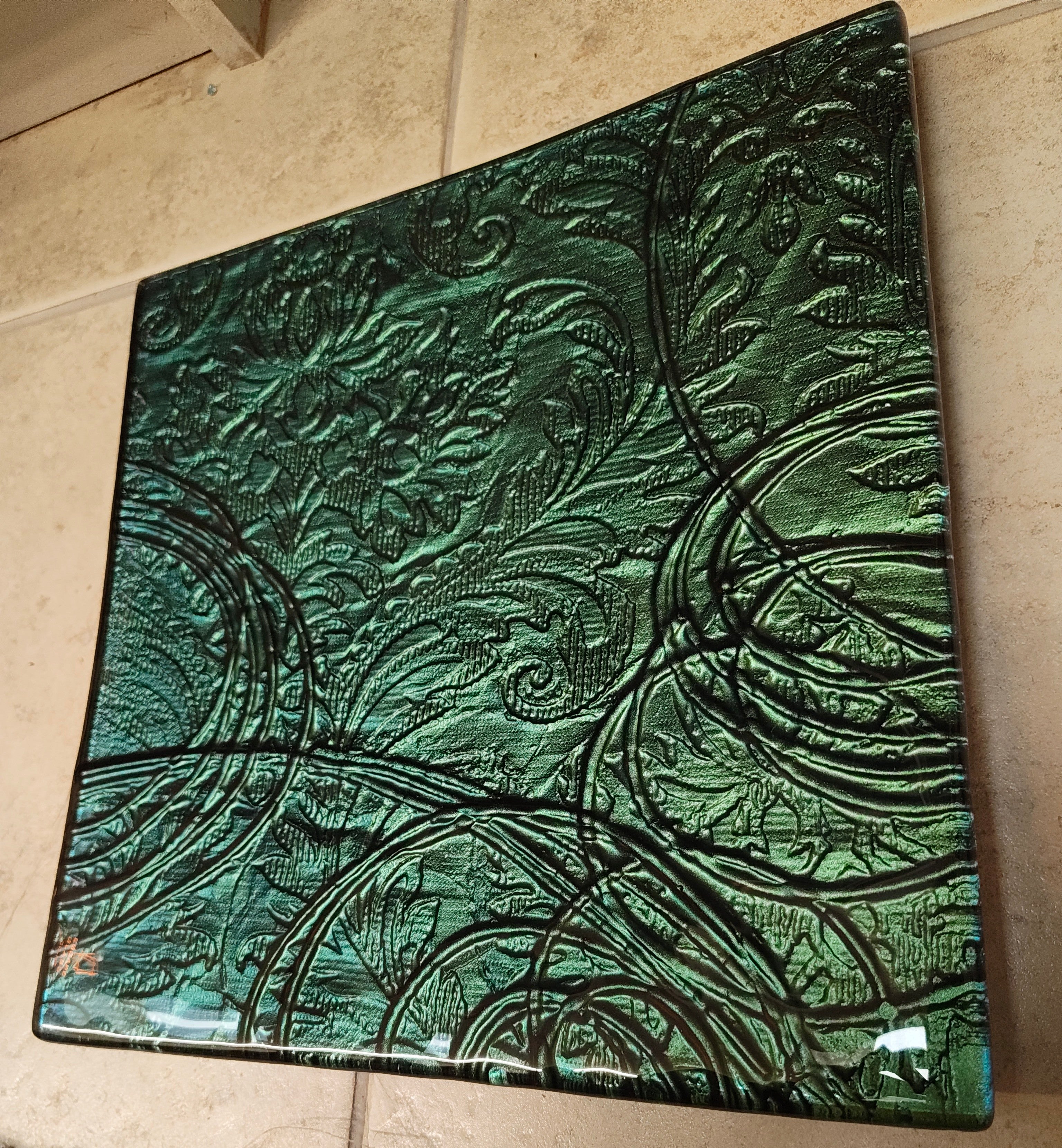 25cm Square Platter - Anaglypta Swirl