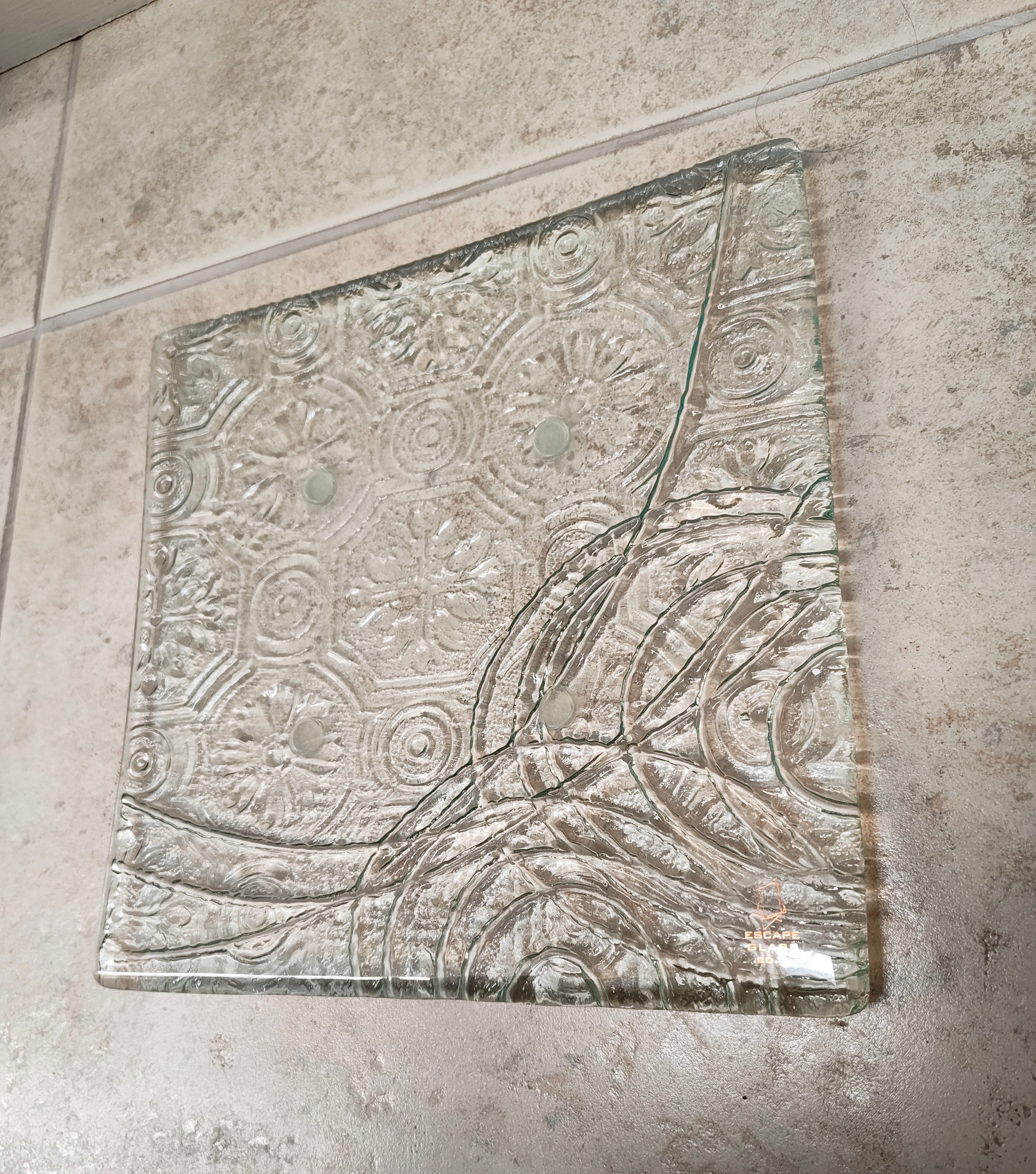 25cm Square Platter - Anaglypta Swirl