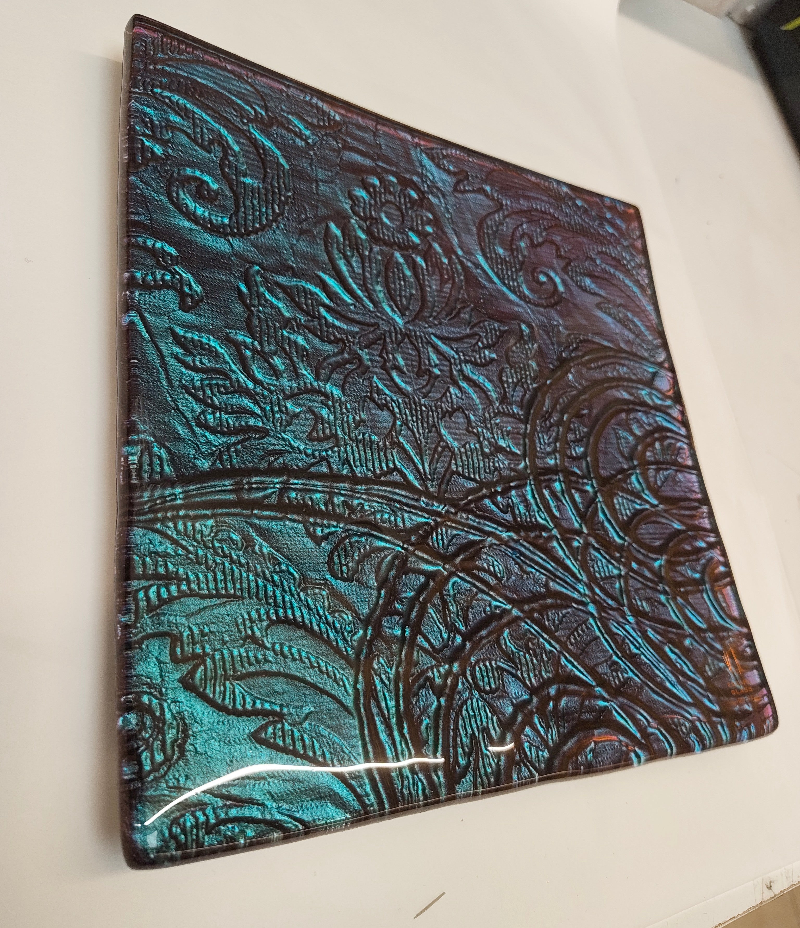 25cm Square Platter - Anaglypta Swirl