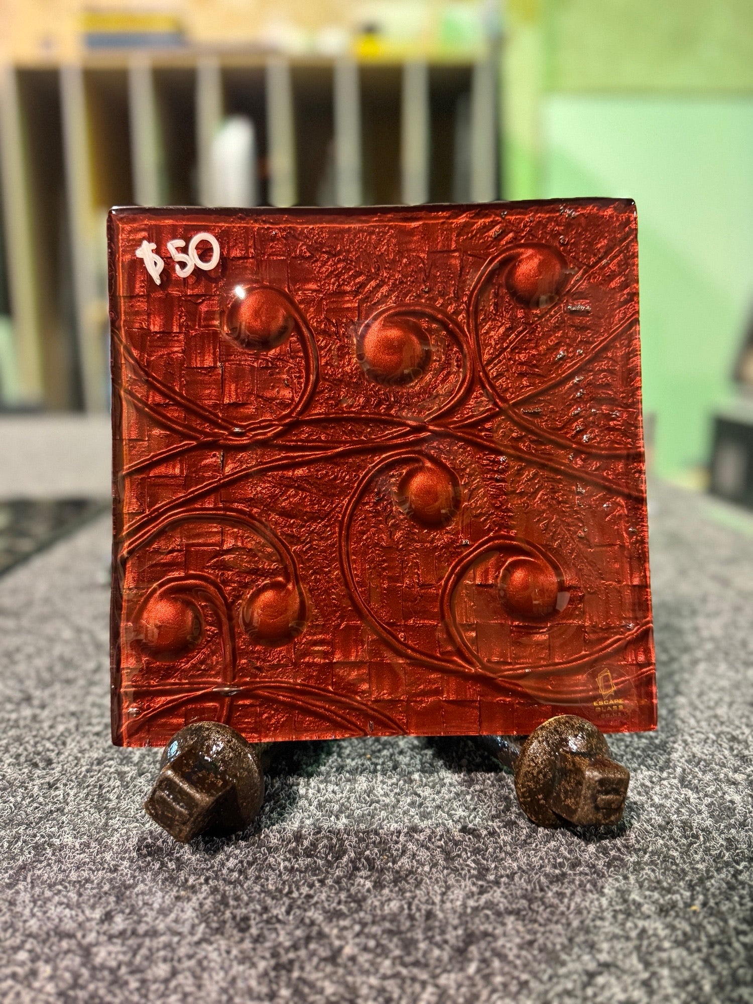 Red Koru Fern 200sq Platter