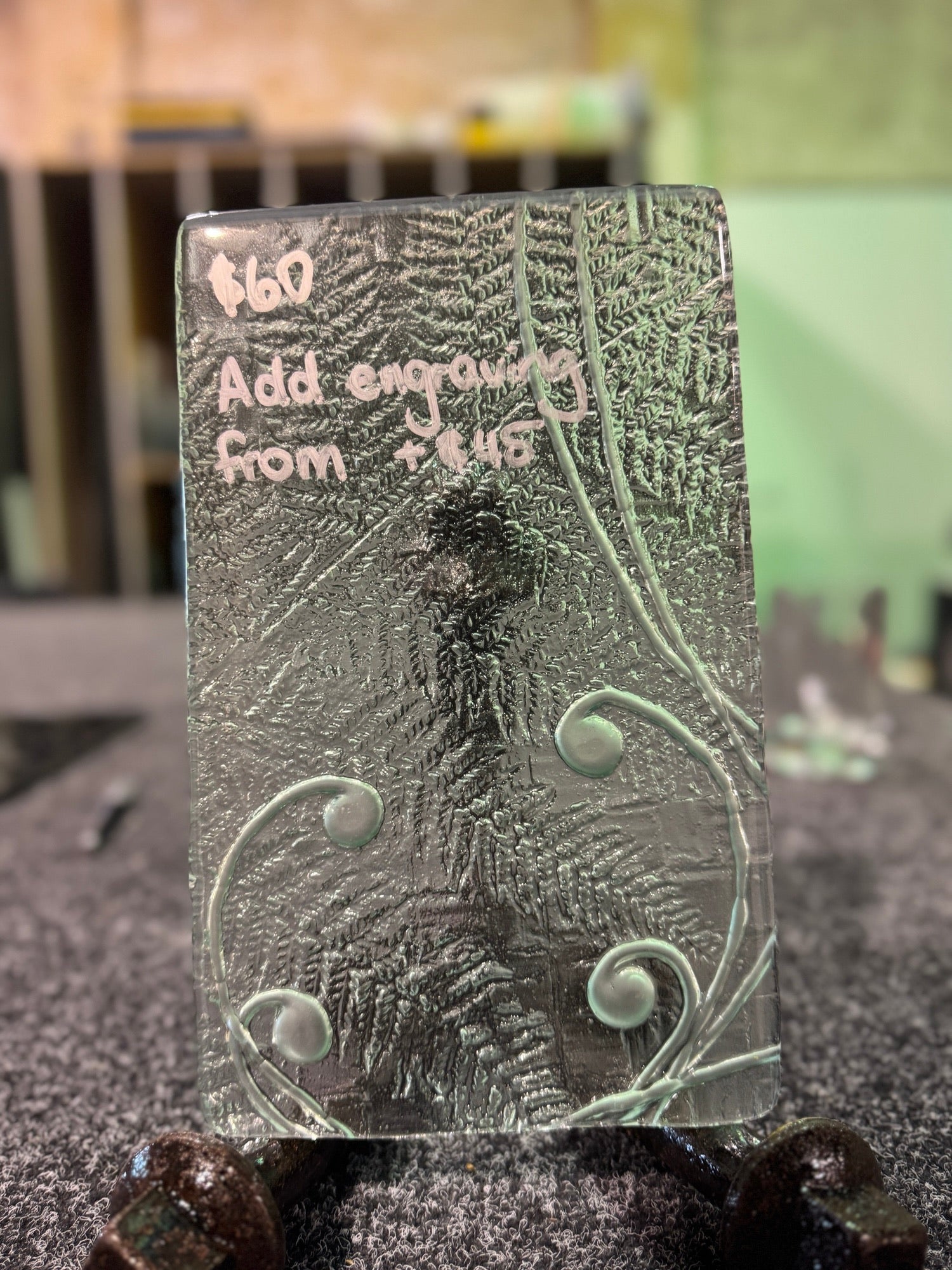 Clear Plaque - Koru Fern