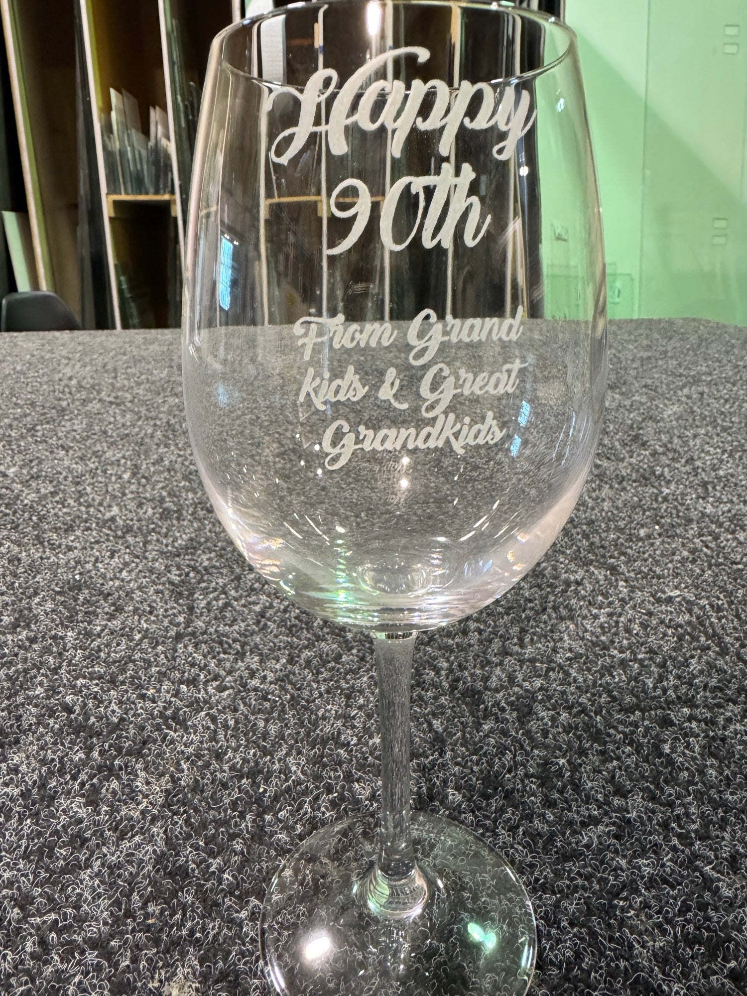 Happy 90th Birthday Wine Glass
