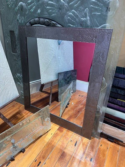 Grey Slumped Glass Trim Mirror