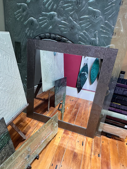 Grey Slumped Glass Trim Mirror