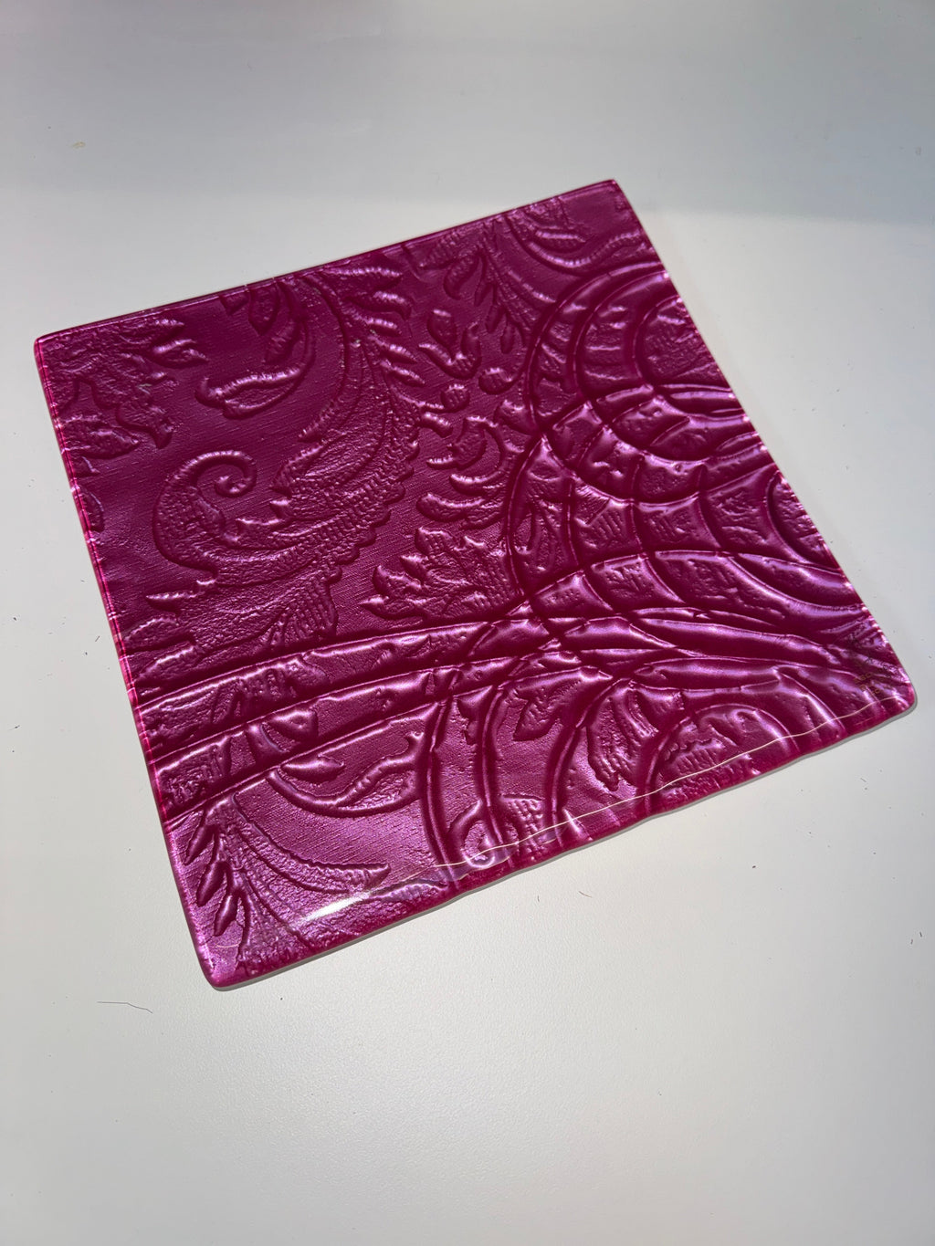 20cm Square Platter - Anaglypta Swirl