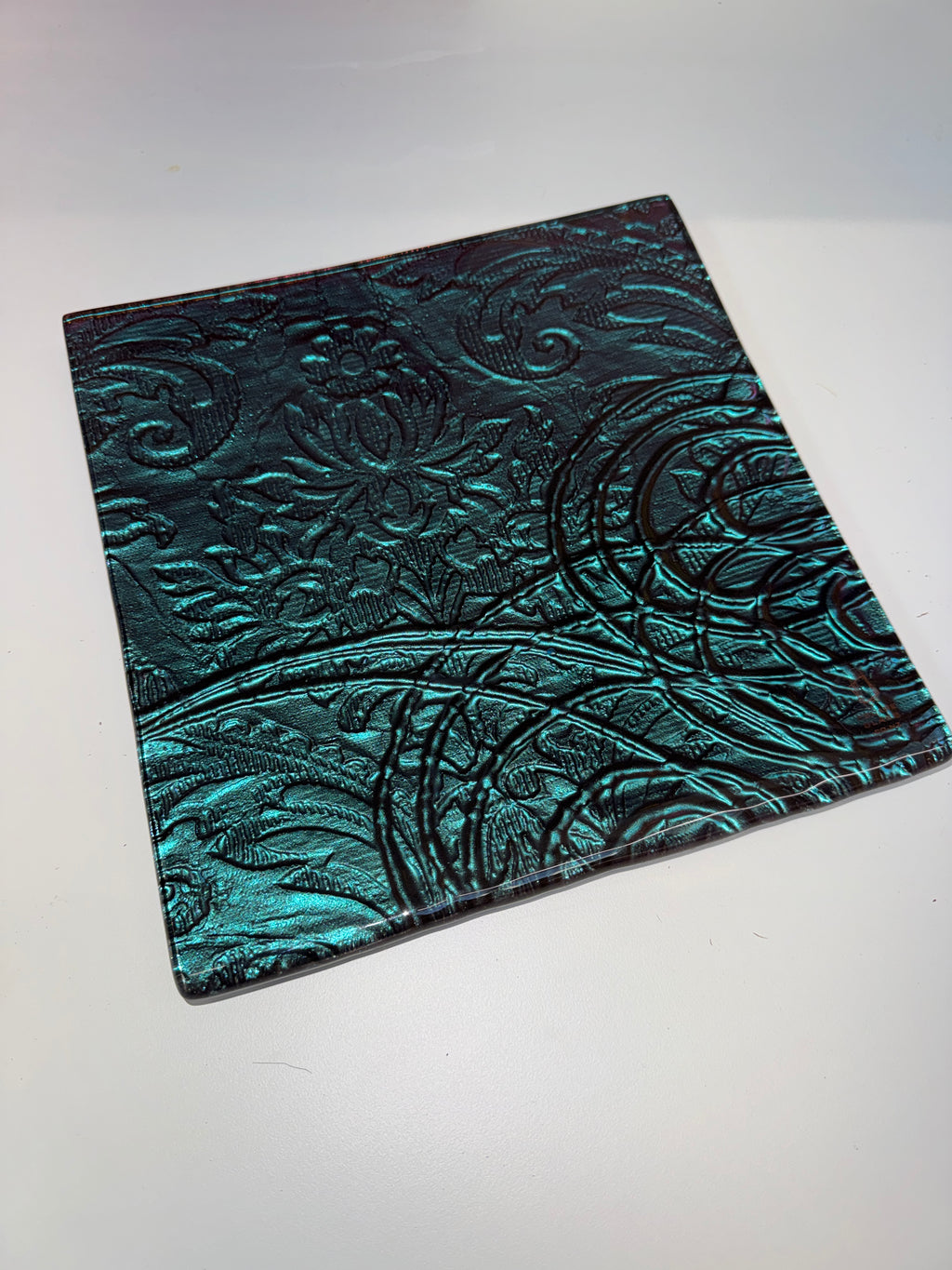 20cm Square Platter - Anaglypta Swirl