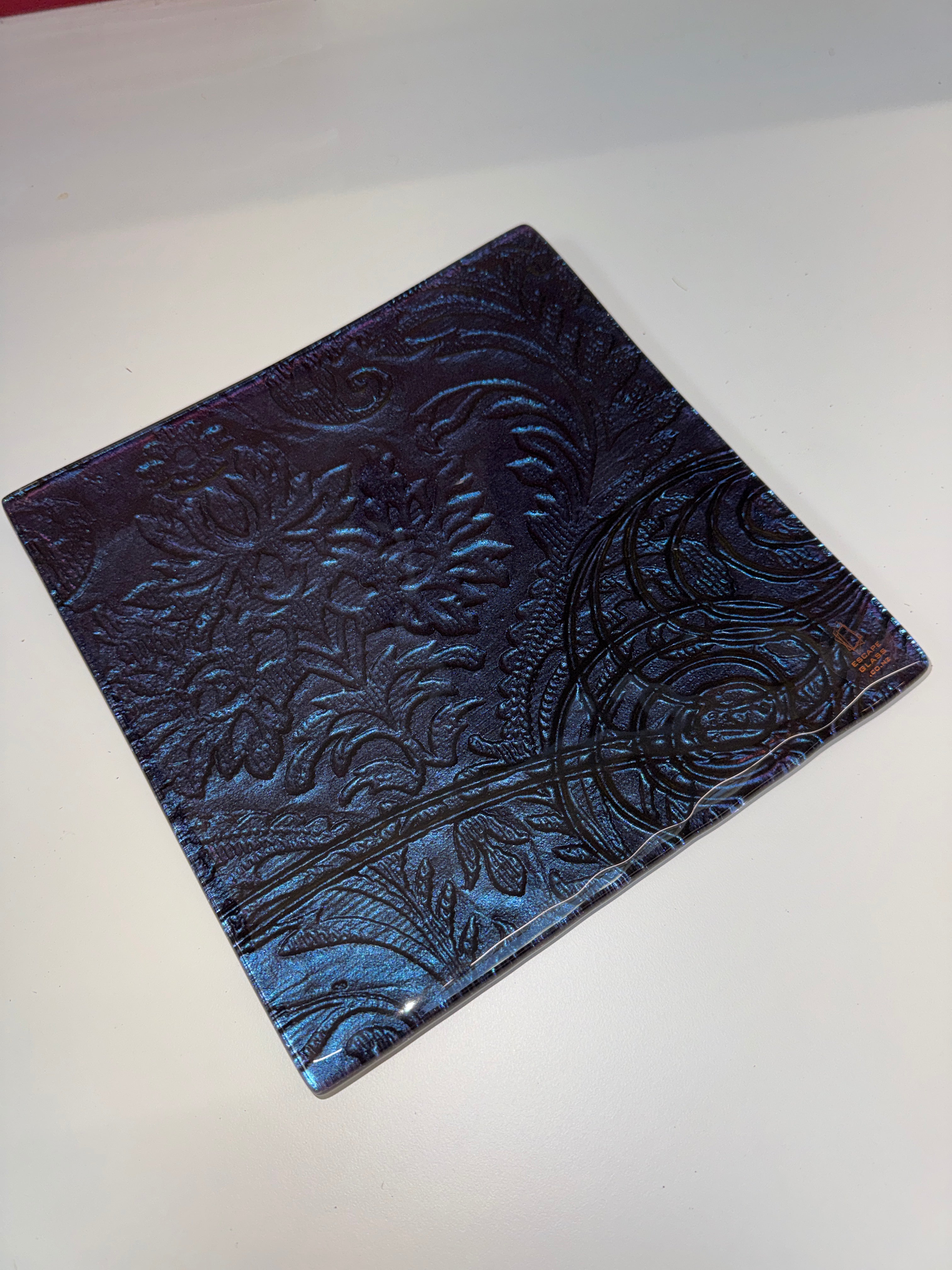 25cm Square Platter - Anaglypta Swirl