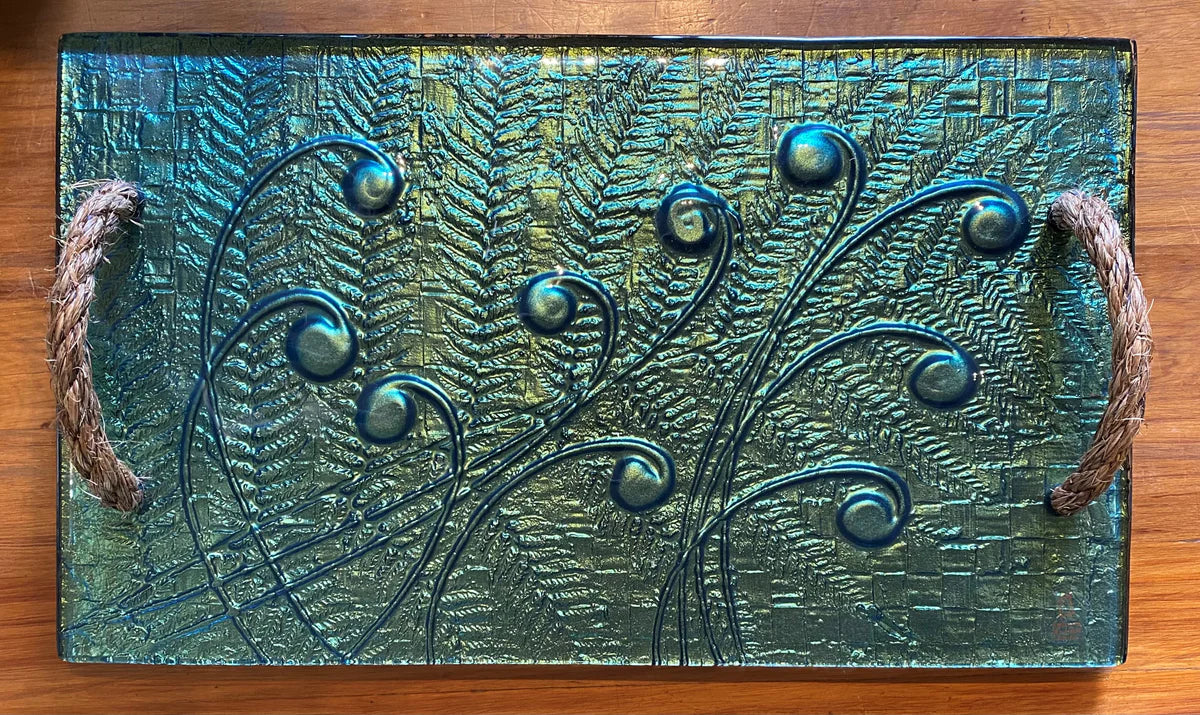 Large Hand Held Platter - Koru, Flax & Fern