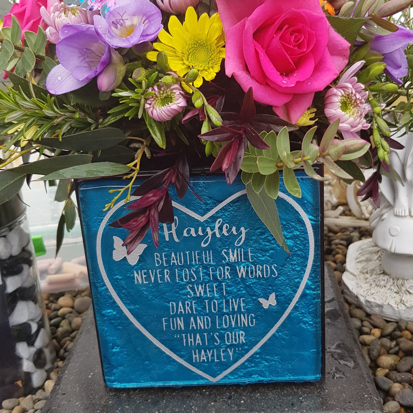 Vase Plaque for Granite ase Block - Memorial Glass Art