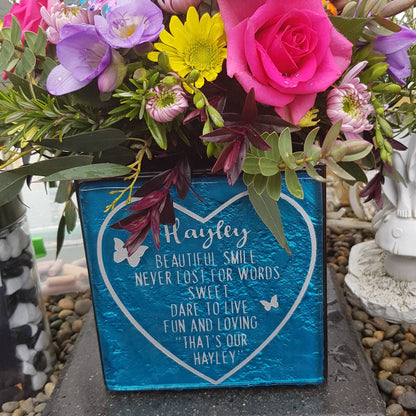 Vase Plaque for Granite ase Block - Memorial Glass Art